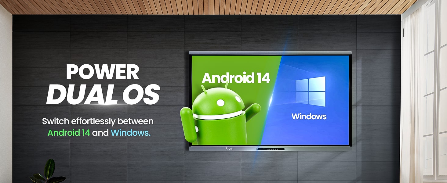 AIWaft EduPro 4K UHD Interactive Digital Board power dual os