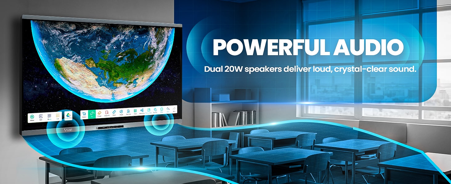 AIWaft EduPro 4K UHD Interactive Digital Board powerful audio