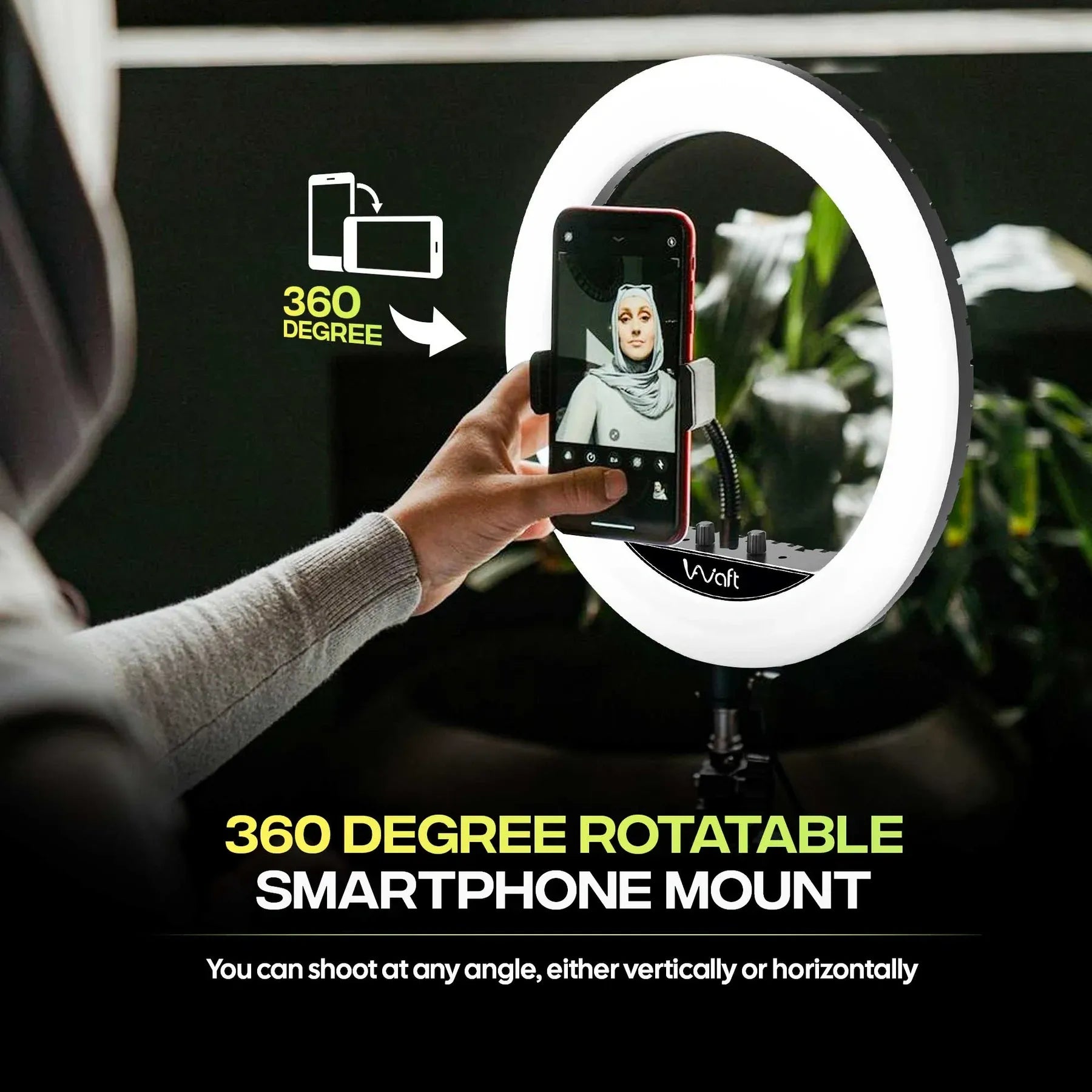 AIWaft 18-Inch Ring Light with Stand & Phone Holder – Perfect for YouTube, Video, and Makeup | LED Dimmable Light with Adjustable Brightness