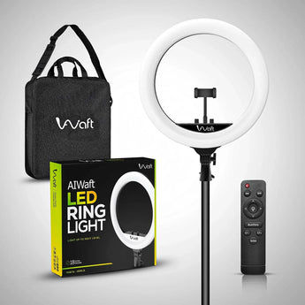 AIWaft 18-Inch Ring Light with Stand & Phone Holder – Perfect for YouTube, Video, and Makeup | LED Dimmable Light with Adjustable Brightness