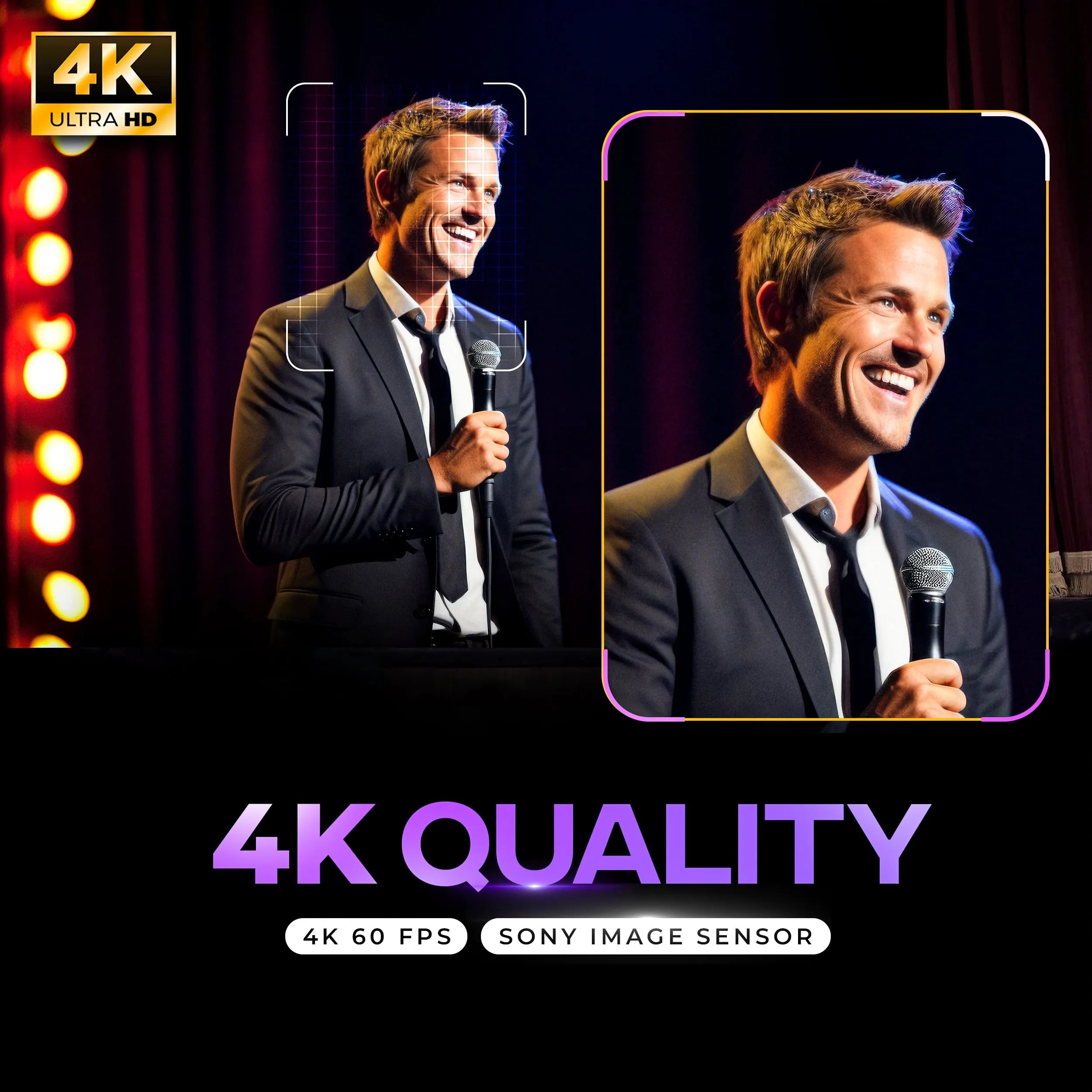 AIWaft 4K PTZ Pro Lens Camera 12X Optical Zoom with HDMI, SDI, USB IP for Online Teaching & Live Streaming