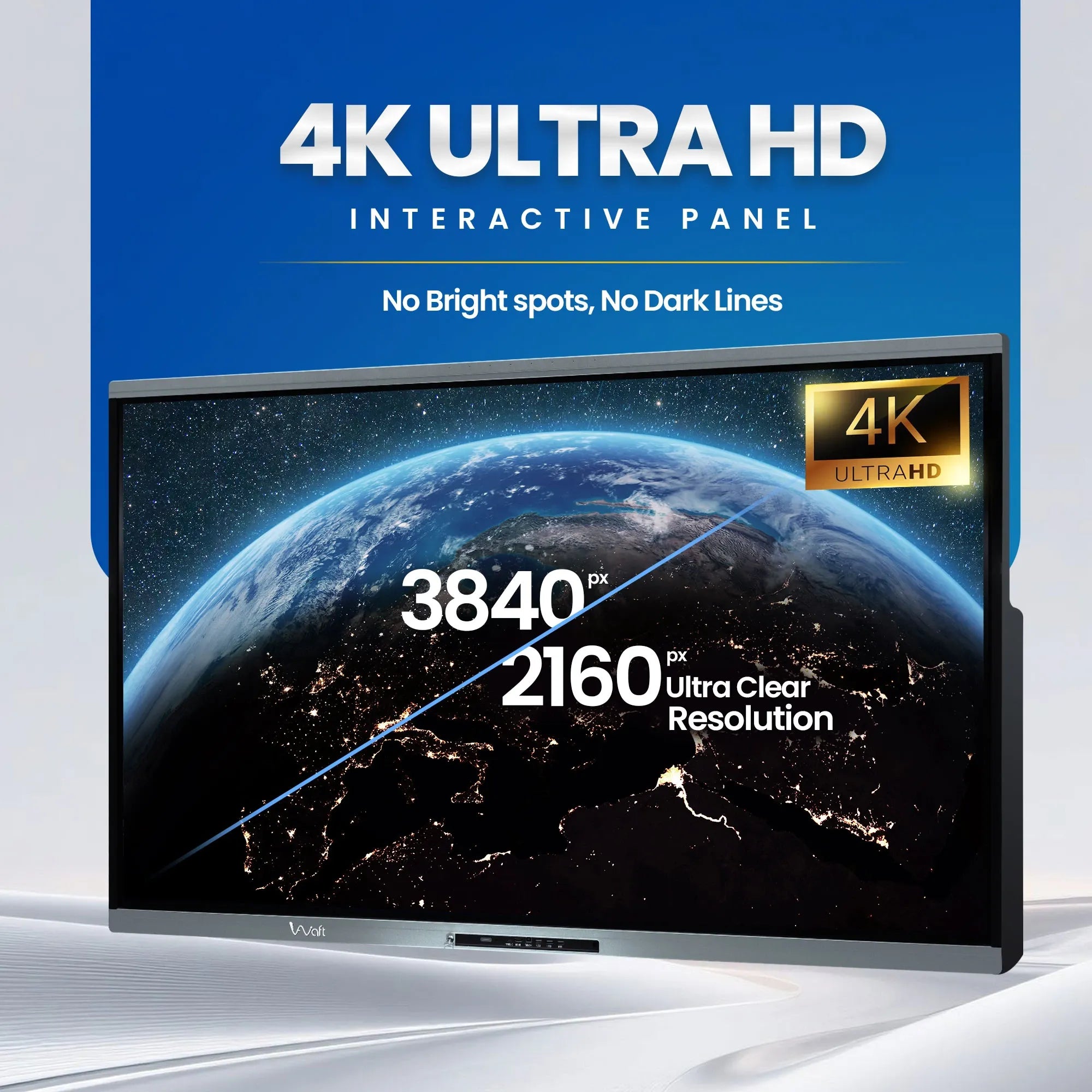 AIWaft EduPro 75 Inch 4K UHD Interactive Digital Board with Android 15, 40-Point IR Touch, 8GB RAM 128GB ROM for Smart Classrooms & Corporate Meetings