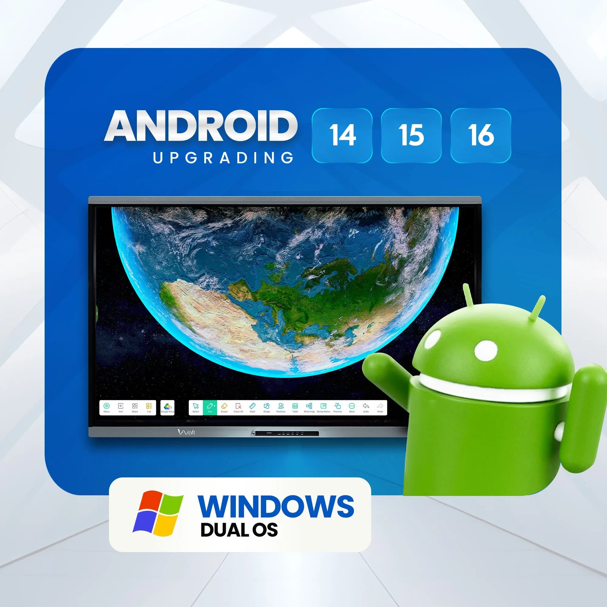 AIWaft EduPro 75 Inch 4K UHD Interactive Digital Board with Android 15, 40-Point IR Touch, 8GB RAM 128GB ROM for Smart Classrooms & Corporate Meetings