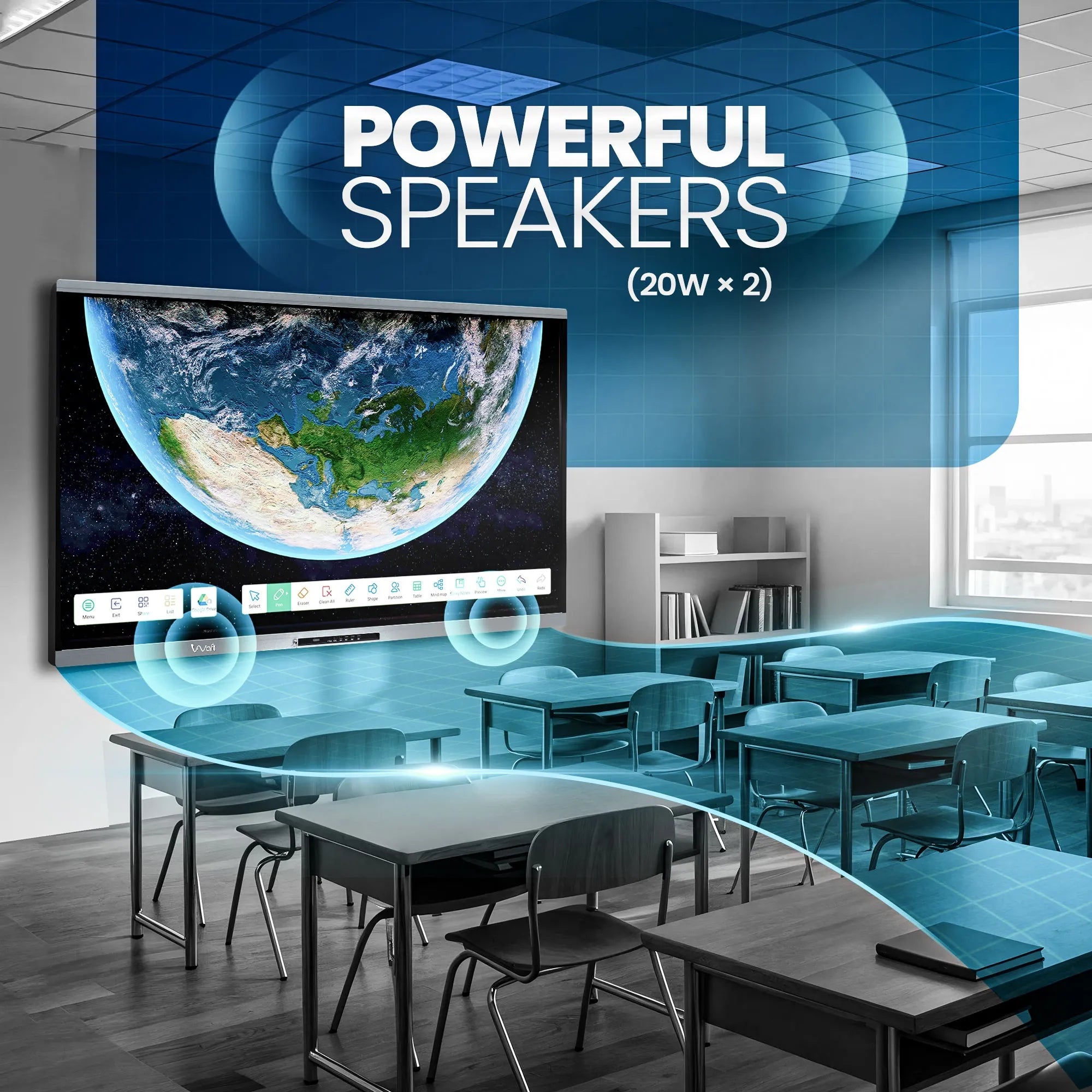 AIWaft EduPro 75 Inch 4K UHD Interactive Digital Board with Android 15, 40-Point IR Touch, 8GB RAM 128GB ROM for Smart Classrooms & Corporate Meetings