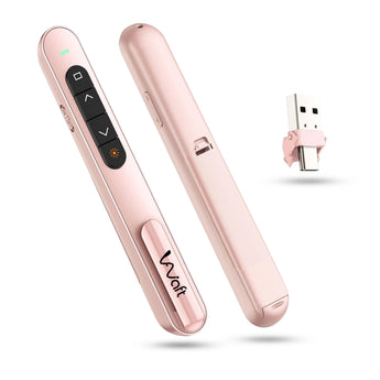 AIWaft Laser Pointer Presentation Clicker USB & Type-C 2-in-1 Wireless Presenter, 2.4GHz RF Remote for PowerPoint PPT, Keynote, Mac, PC & Laptop with Hyperlink & Volume Control (Pink)