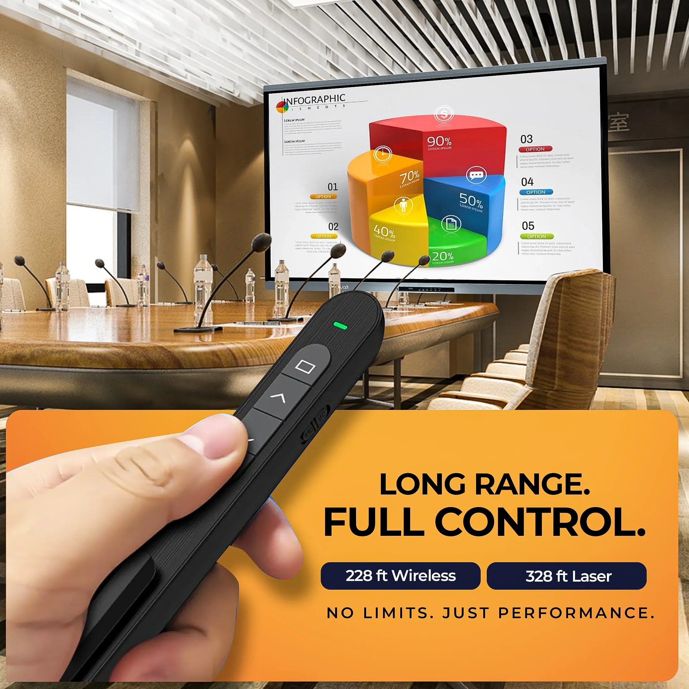 AIWaft Laser Pointer Presentation Clicker USB & Type-C 2-in-1 Wireless Presenter, 2.4GHz RF Remote for PowerPoint PPT, Keynote, Mac, PC & Laptop with Hyperlink & Volume Control (Black)