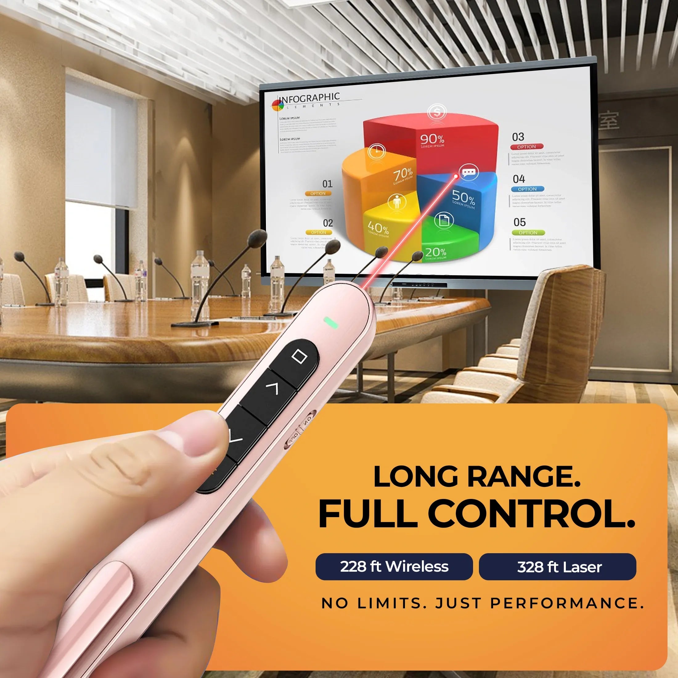 AIWaft Laser Pointer Presentation Clicker USB & Type-C 2-in-1 Wireless Presenter, 2.4GHz RF Remote for PowerPoint PPT, Keynote, Mac, PC & Laptop with Hyperlink & Volume Control (Pink)