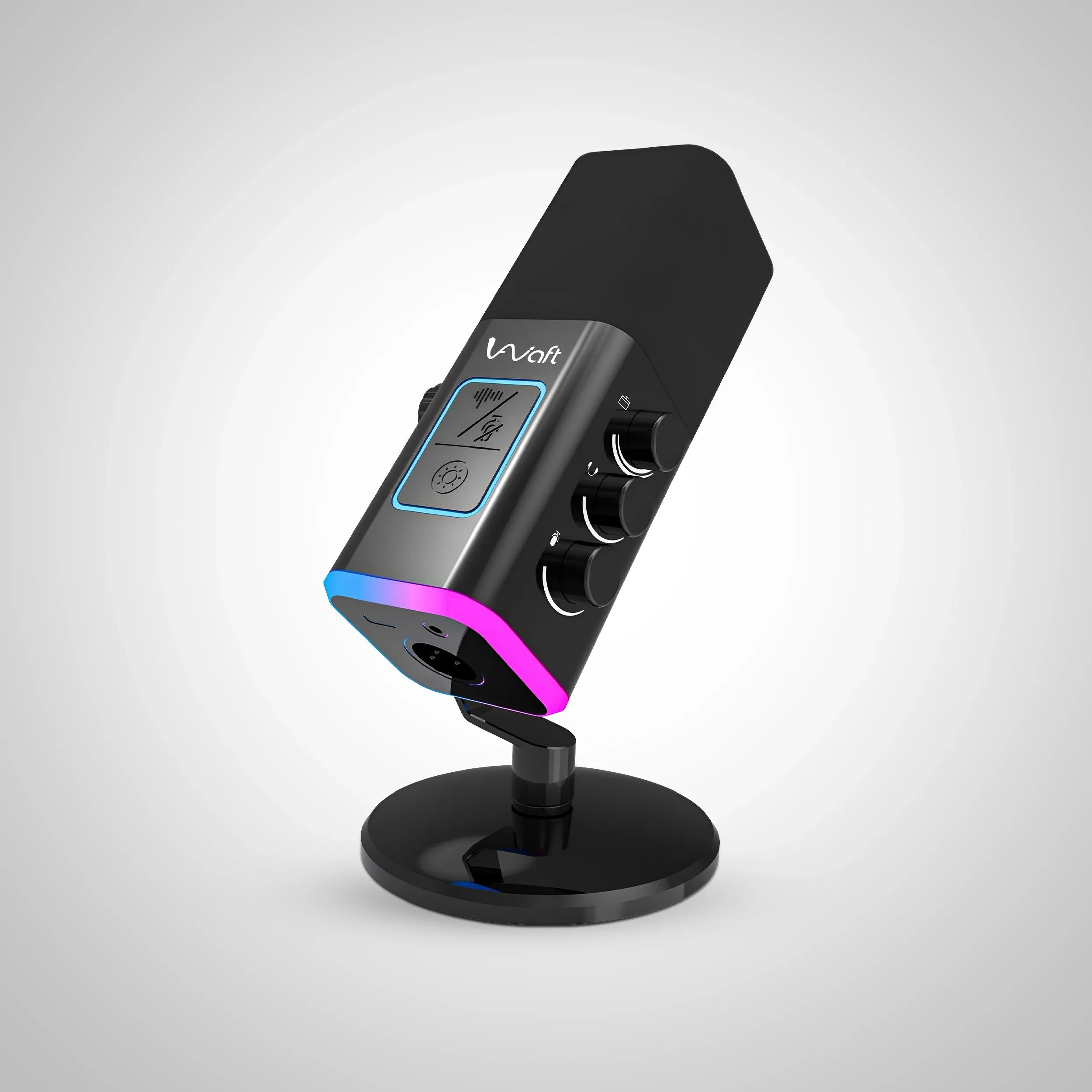 AIWaft USB/XLR Dynamic Microphone with RGB Lighting, Noise Reduction, Real-Time Monitoring, Supercardioid Pickup Pattern, 48/96/192KHz Recording, Compatible with PC, Mac, Android, iPhone & Linux