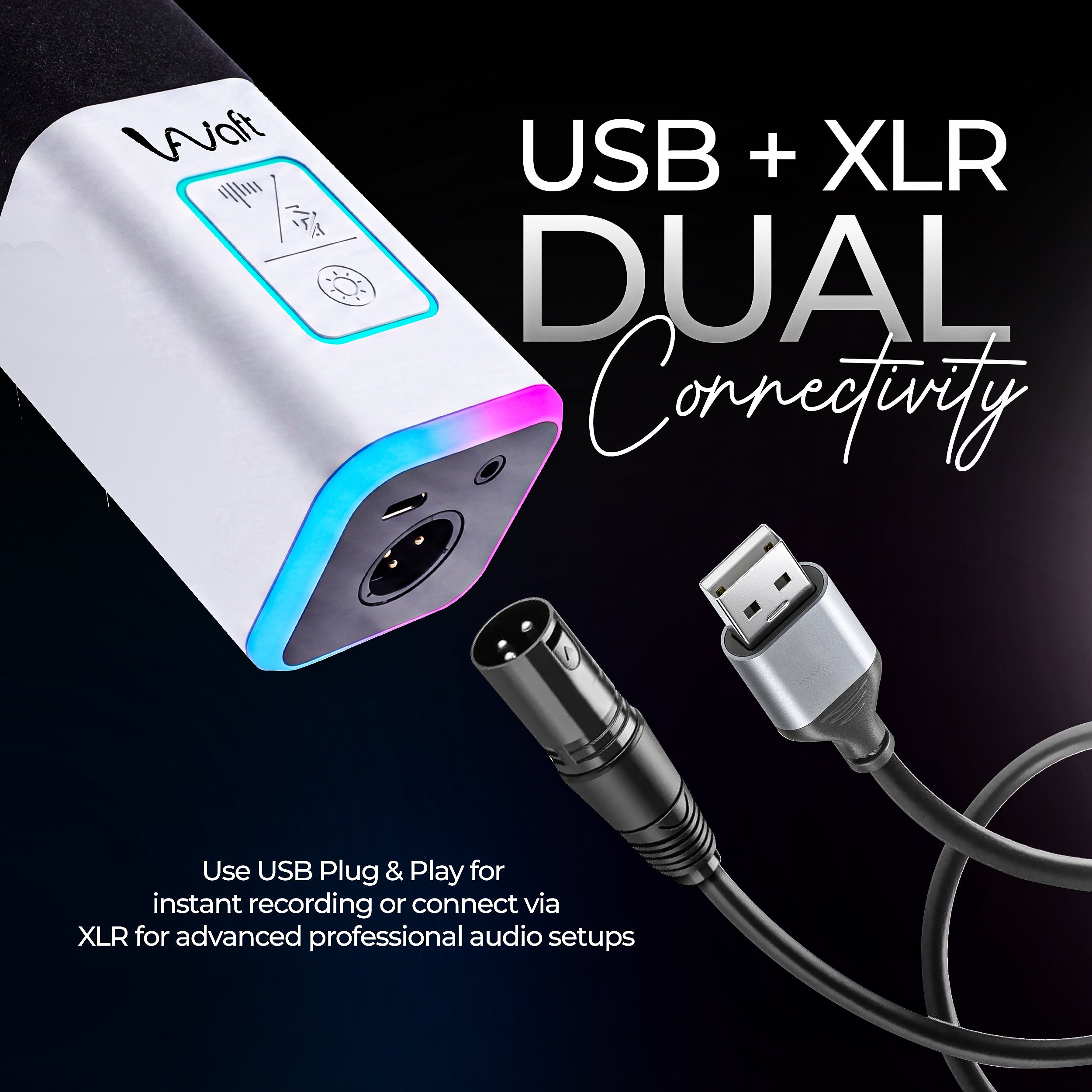 AIWaft USB XLR Dynamic Microphone front image (white)