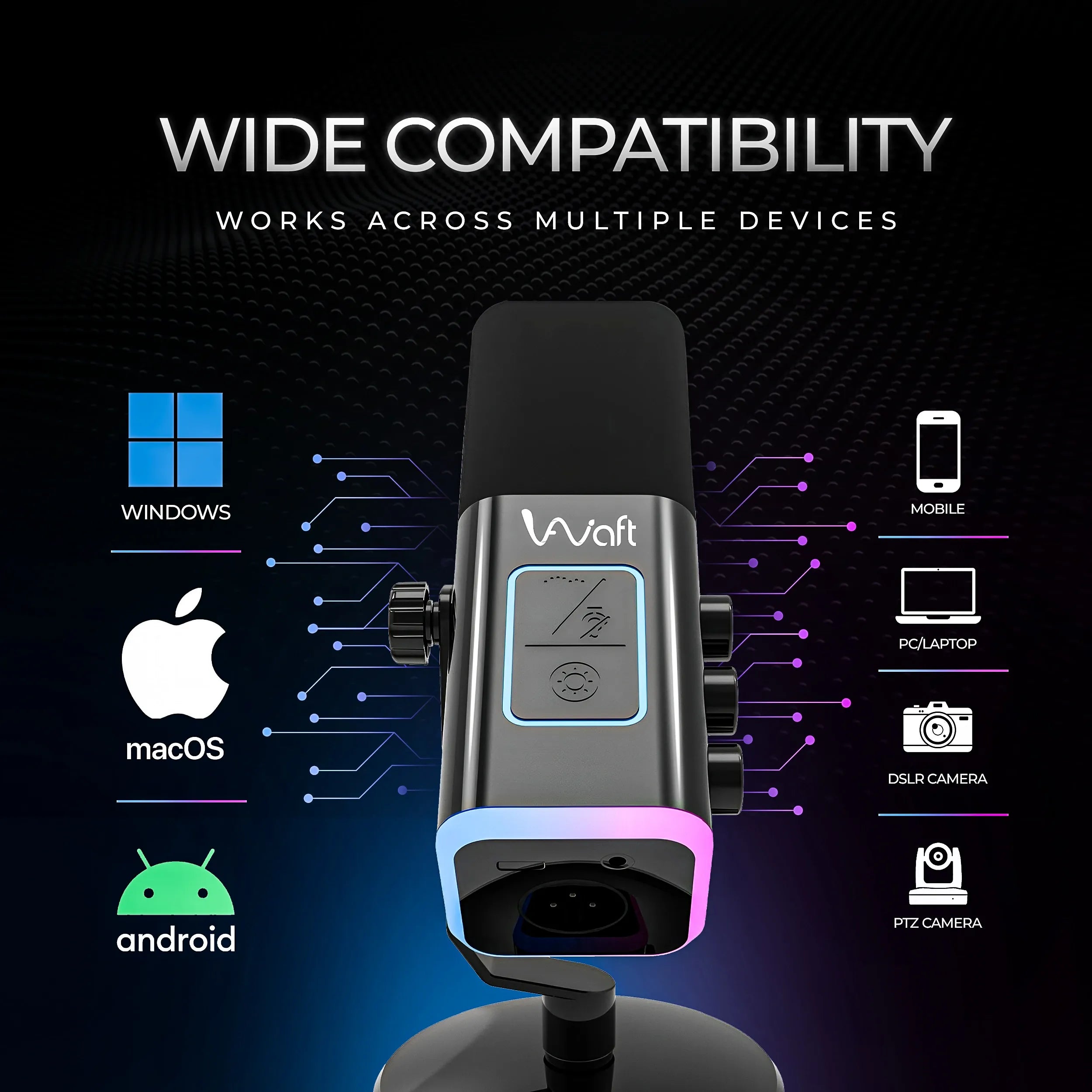 AIWaft USB XLR Dynamic Microphone front image (Black)