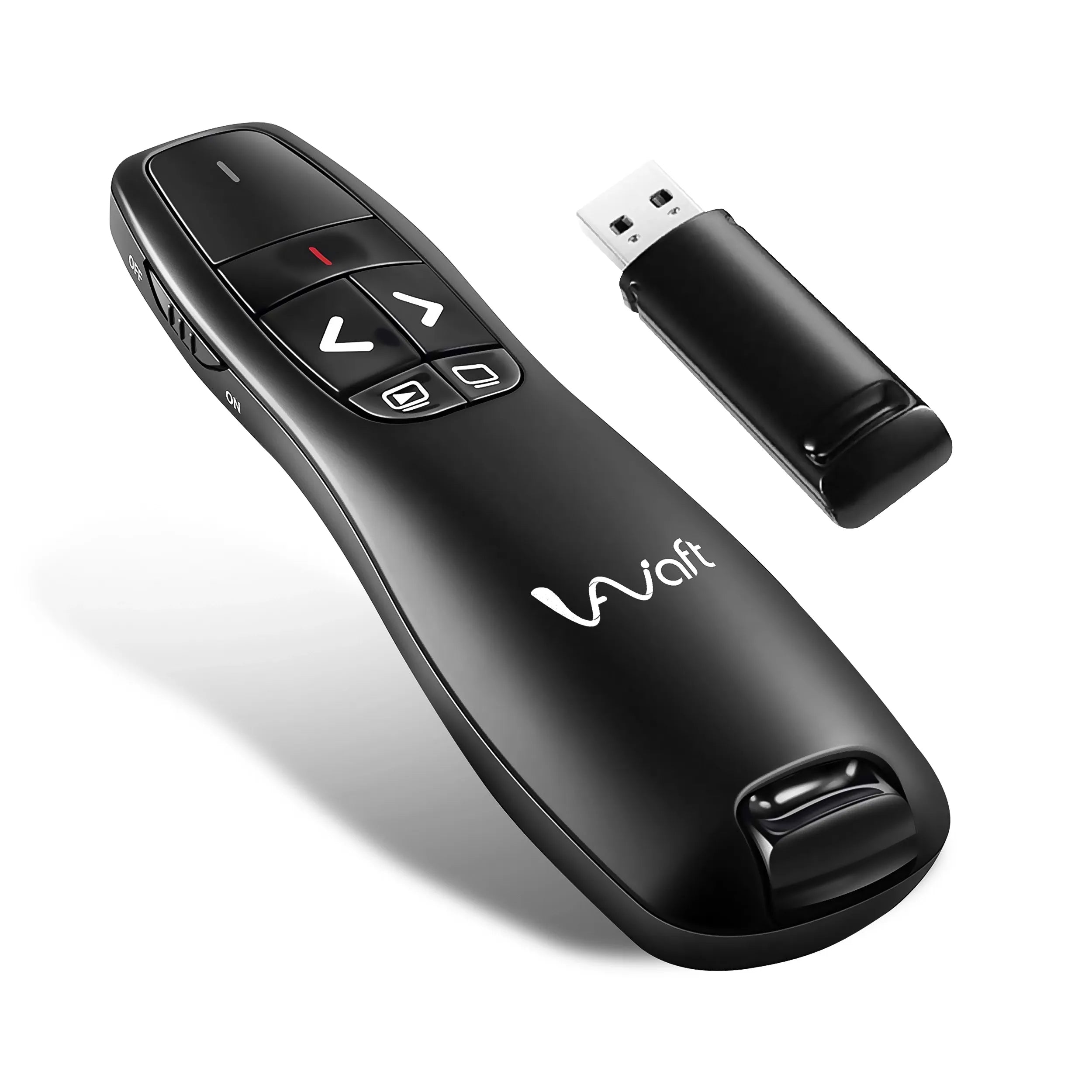 AIWaft Wireless Presentation Clicker with Laser Pointer, USB Type-A Remote Control for PowerPoint, Keynote, Windows PC Laptop, Slide Changer for Meetings & Teaching