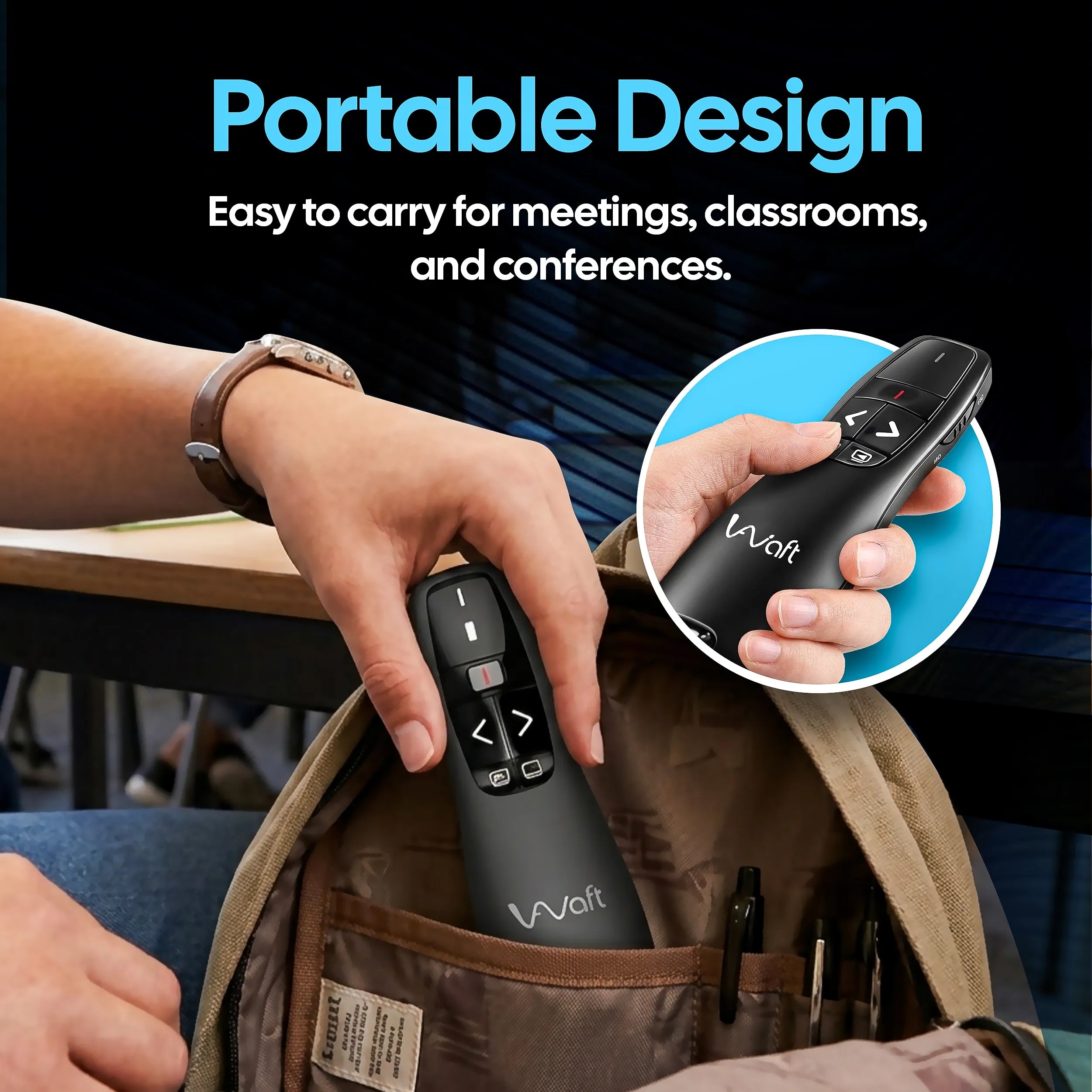 AIWaft Wireless Presentation Clicker with Laser Pointer, USB Type-A Remote Control for PowerPoint, Keynote, Windows PC Laptop, Slide Changer for Meetings & Teaching