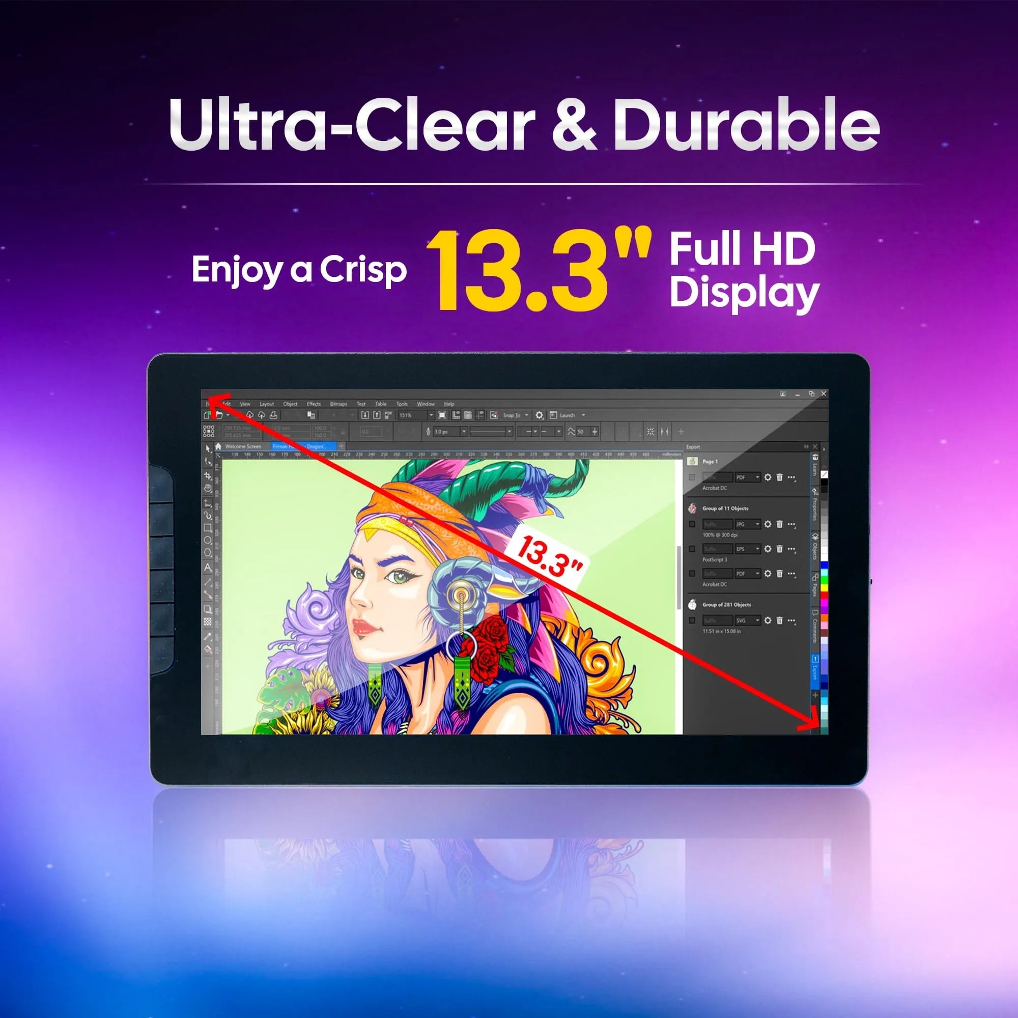 AIWaft Display Pentab – Best Drawing Tablet with Pen | HD Display, Pressure Sensitivity, Ultra-Responsive Stylus | Ideal for Art, Teaching & Students