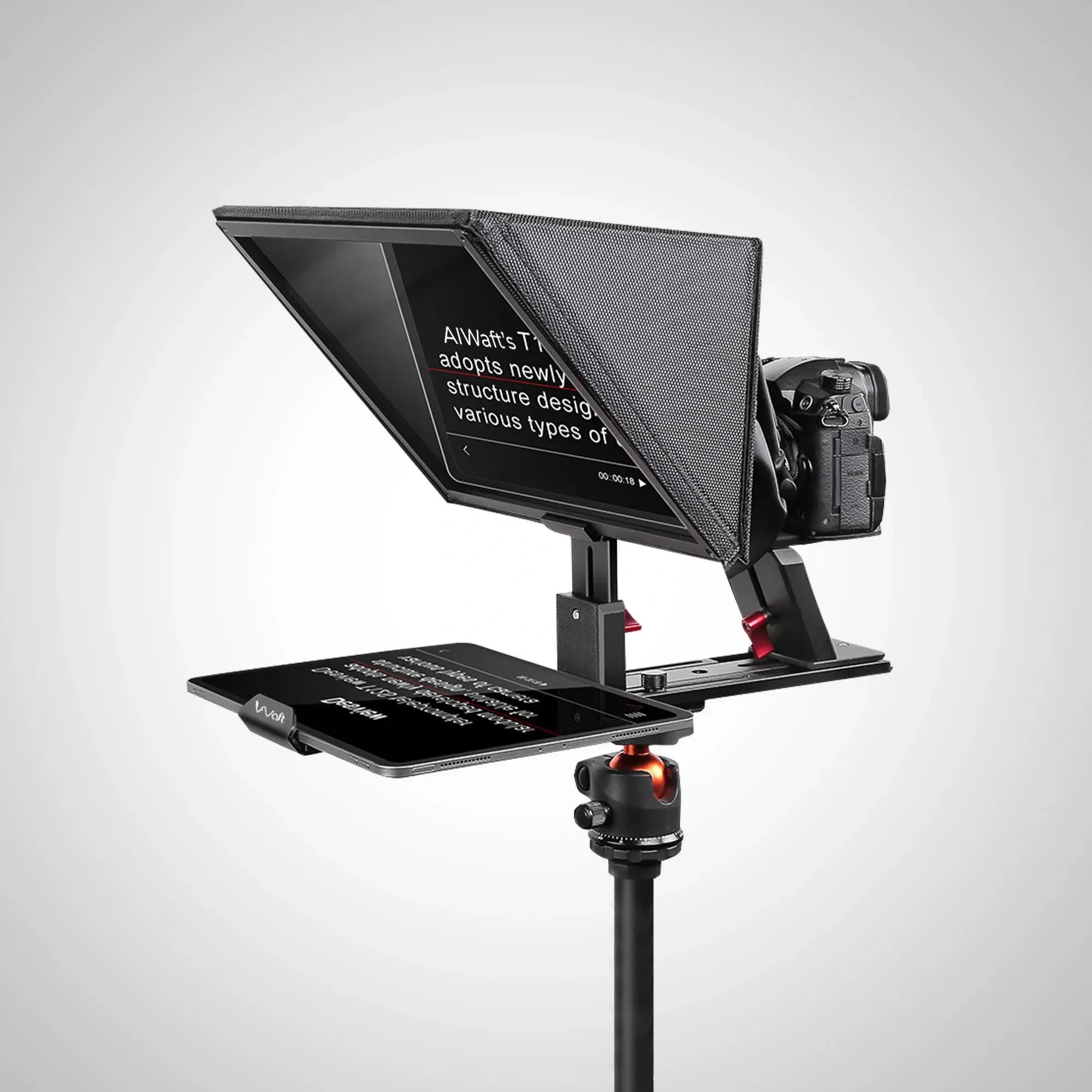 AIWaft ALWT12XS 12.9 Inch Professional Teleprompter with Bluetooth Remote & 70/30 Beam Splitter Glass for DSLR, Mirrorless Camera, iPad & Smartphone Video Recording