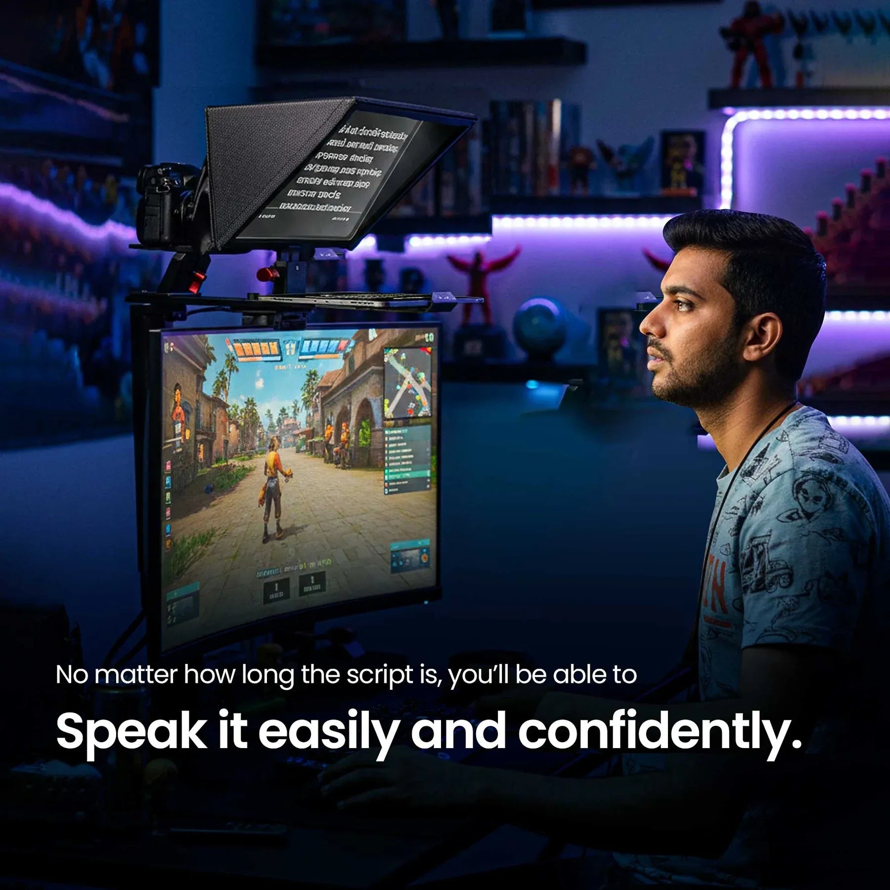 AIWaft ALWT12XS 12.9 Inch Professional Teleprompter with Bluetooth Remote & 70/30 Beam Splitter Glass for DSLR, Mirrorless Camera, iPad & Smartphone Video Recording