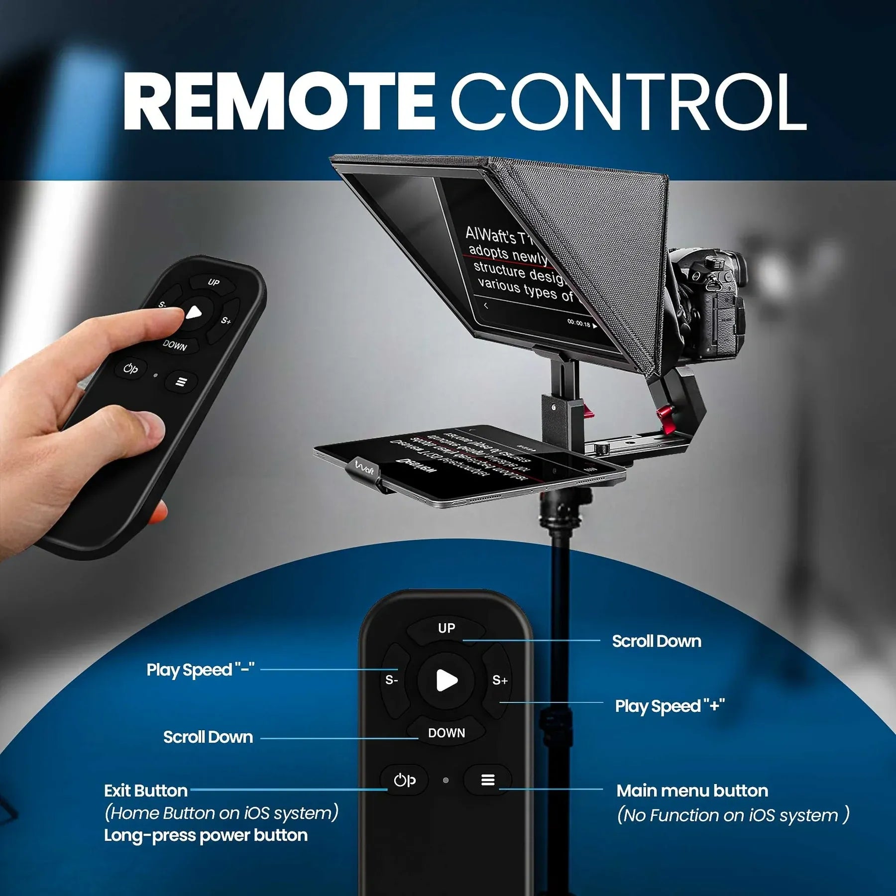 AIWaft ALWT12XS 12.9 Inch Professional Teleprompter with Bluetooth Remote & 70/30 Beam Splitter Glass for DSLR, Mirrorless Camera, iPad & Smartphone Video Recording