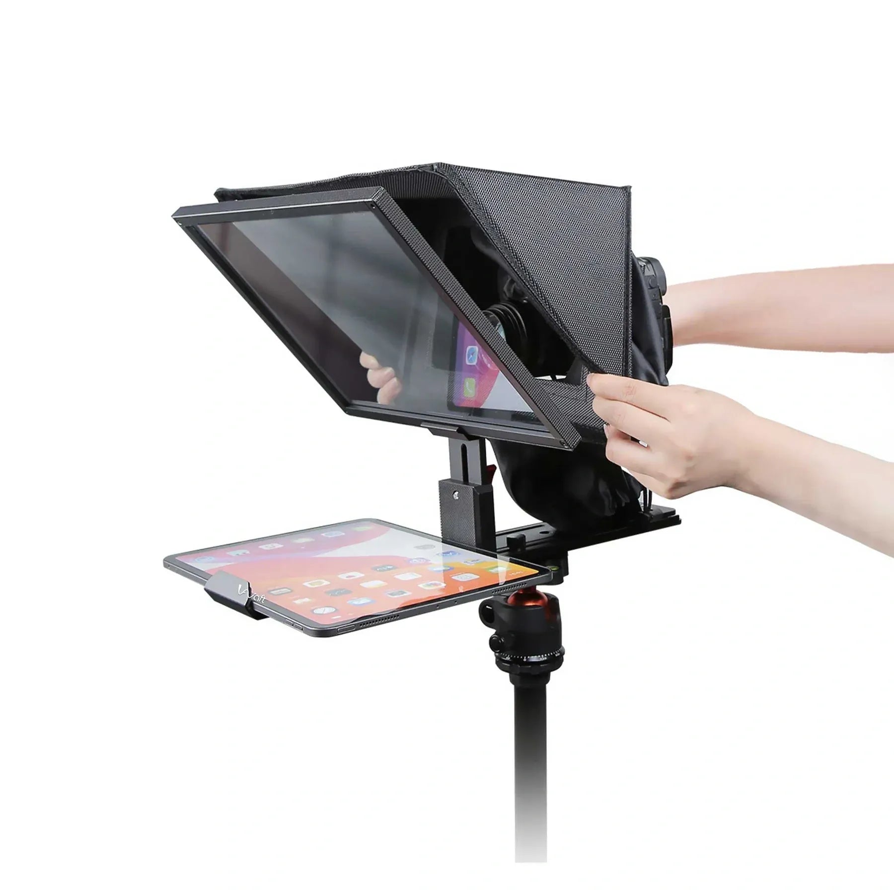 AIWaft ALWT12XS 12.9 Inch Professional Teleprompter with Bluetooth Remote & 70/30 Beam Splitter Glass for DSLR, Mirrorless Camera, iPad & Smartphone Video Recording