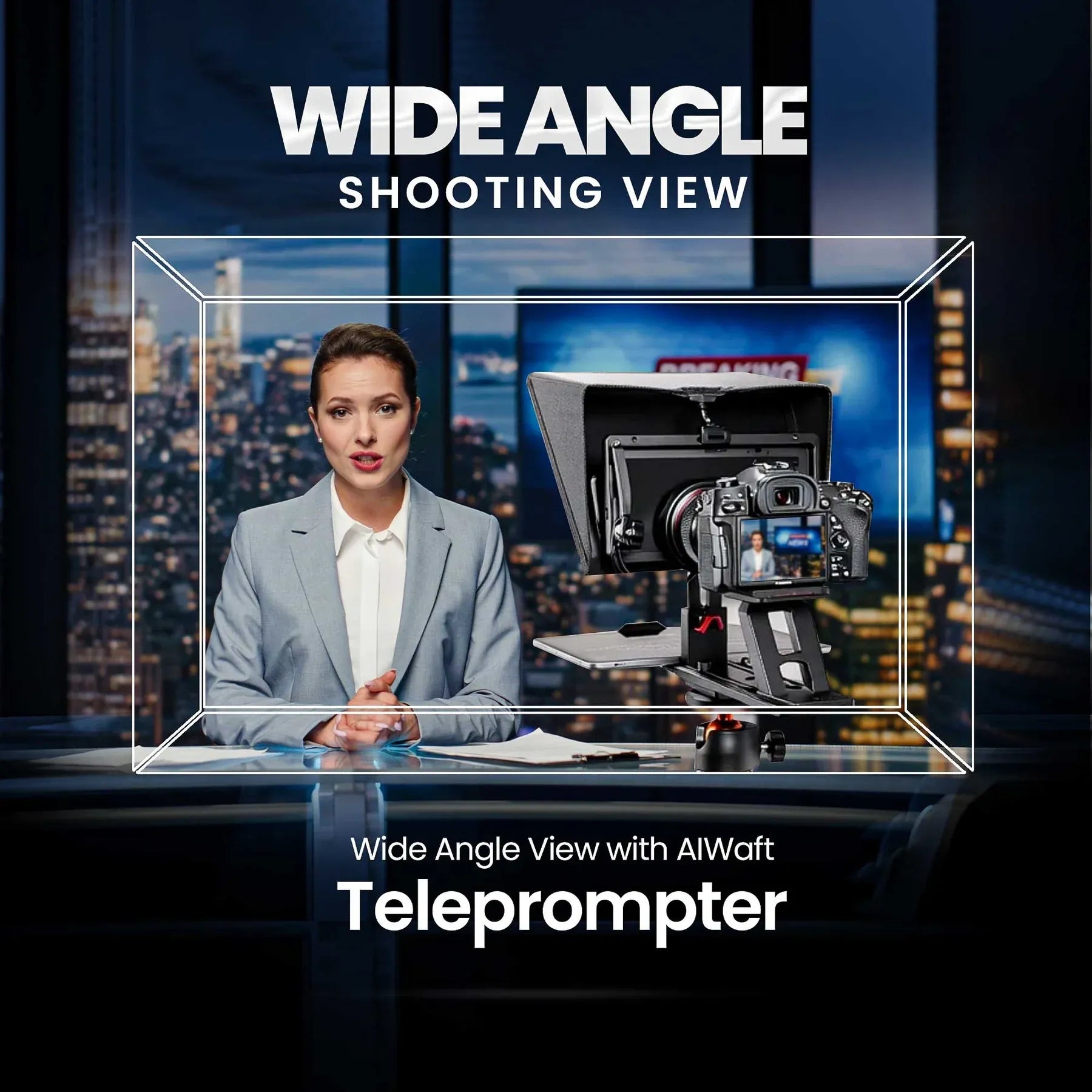 AIWaft ALWT12XS 12.9 Inch Professional Teleprompter with Bluetooth Remote & 70/30 Beam Splitter Glass for DSLR, Mirrorless Camera, iPad & Smartphone Video Recording