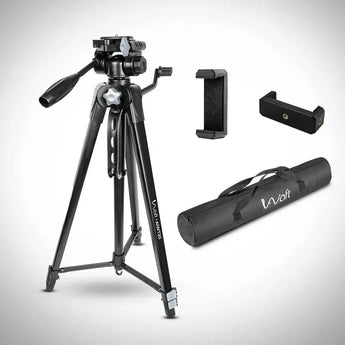 AIWaft AIWT20 67” Adjustable Tripod Stand with Phone Mount, 360° Pan Head, Heavy Duty Aluminum Camera Tripod for DSLR, Mobile, Video Recording & Photography