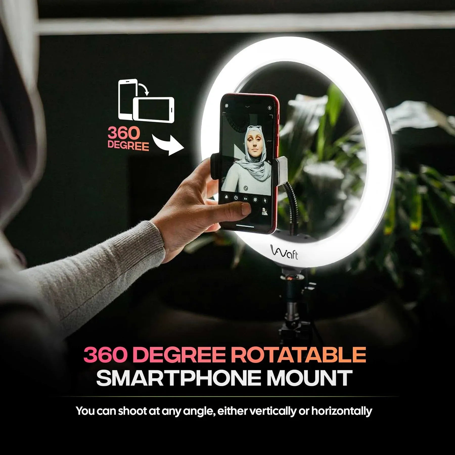 AIWaft 13-Inch Ring Light with Tripod Stand & Phone Holder | 2700K-6500K Dimmable LED | 15W USB Powered | 10-100% Brightness Control | 84 White & 84 Yellow Beads