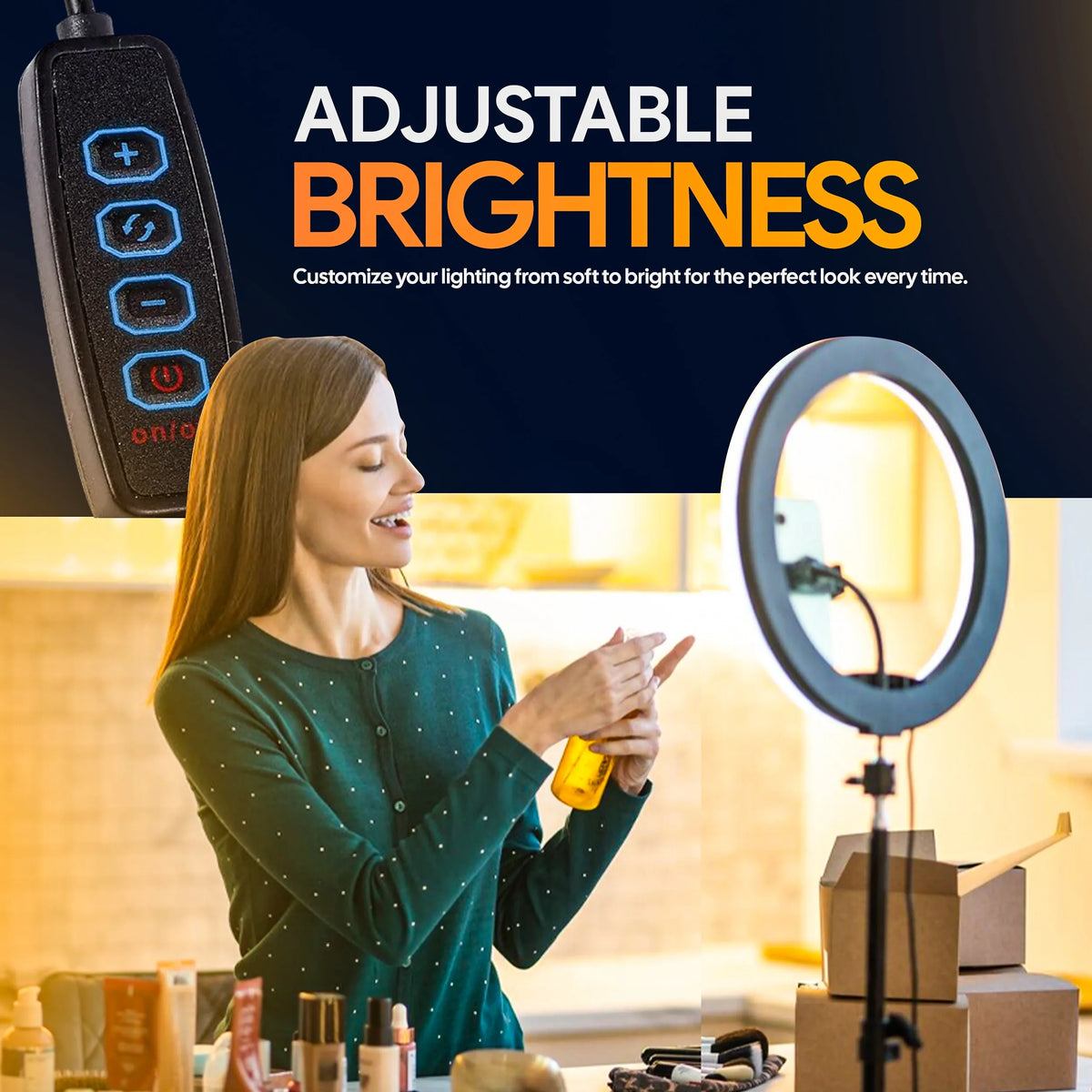 AIWaft 14 inch ring light with stand | ring light for phone with holder | 45W Dimmable LED with 3 Lighting Modes (Cold/Warm/Neutral White) | Remote & Knob Control| 480 LED Beads | 3m Cable | Carry Bag
