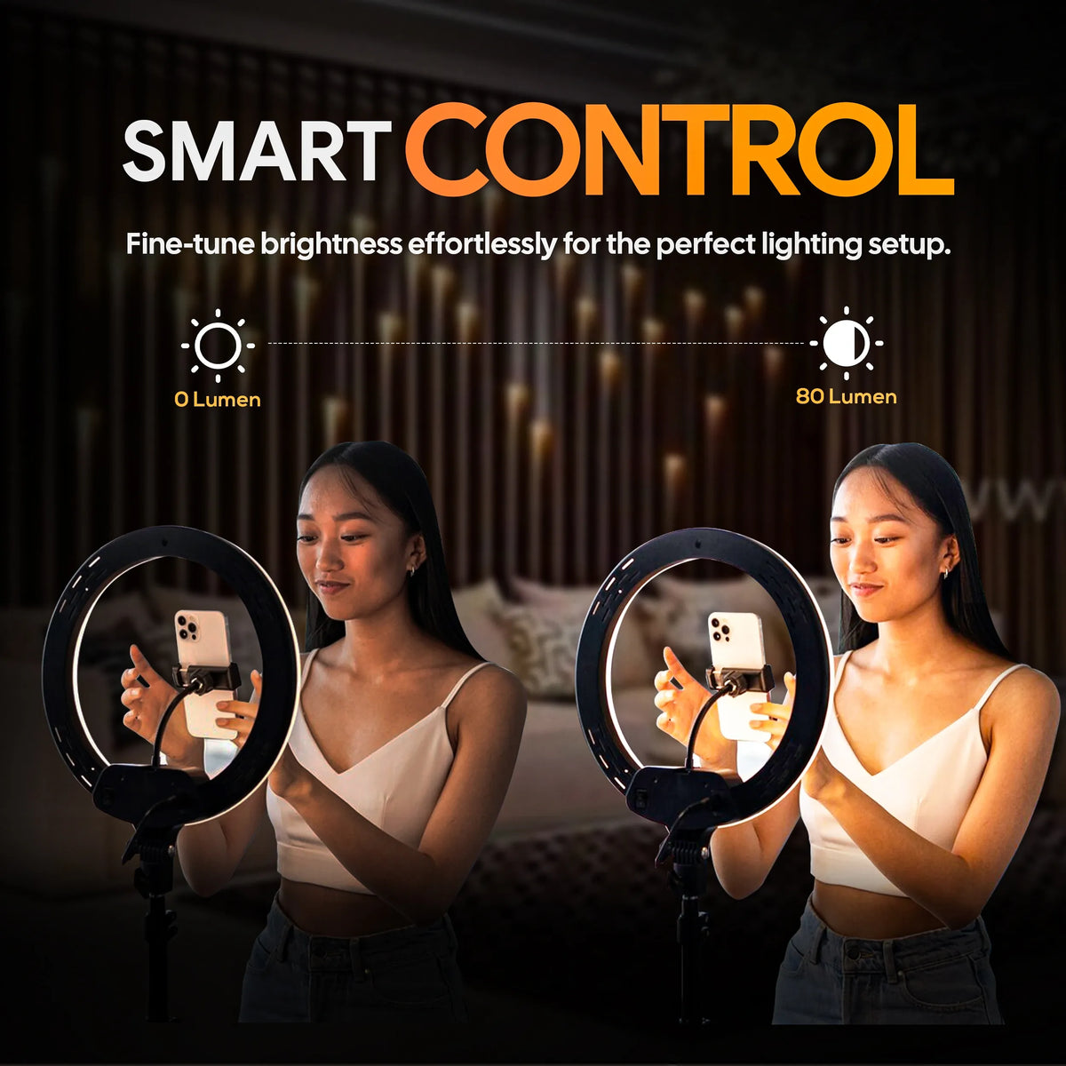 AIWaft 14 inch ring light with stand | ring light for phone with holder | 45W Dimmable LED with 3 Lighting Modes (Cold/Warm/Neutral White) | Remote & Knob Control| 480 LED Beads | 3m Cable | Carry Bag