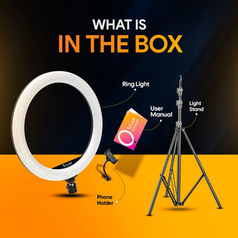 AIWaft 14 inch ring light with stand | ring light for phone with holder | 45W Dimmable LED with 3 Lighting Modes (Cold/Warm/Neutral White) | Remote & Knob Control| 480 LED Beads | 3m Cable | Carry Bag