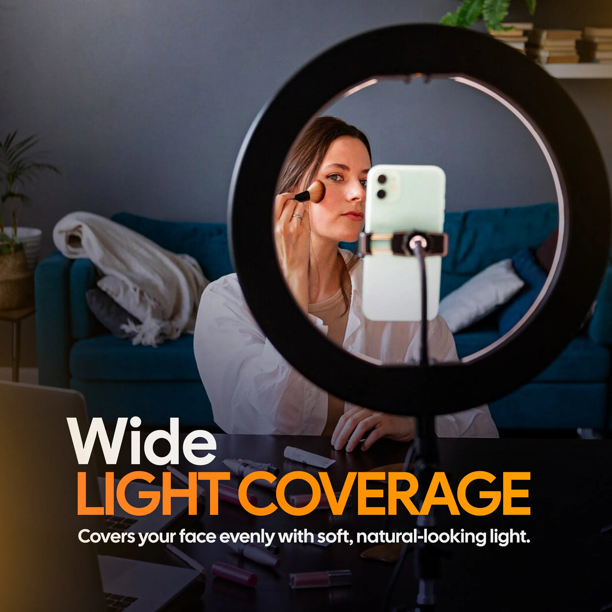 AIWaft 14 inch ring light with stand | ring light for phone with holder | 45W Dimmable LED with 3 Lighting Modes (Cold/Warm/Neutral White) | Remote & Knob Control| 480 LED Beads | 3m Cable | Carry Bag
