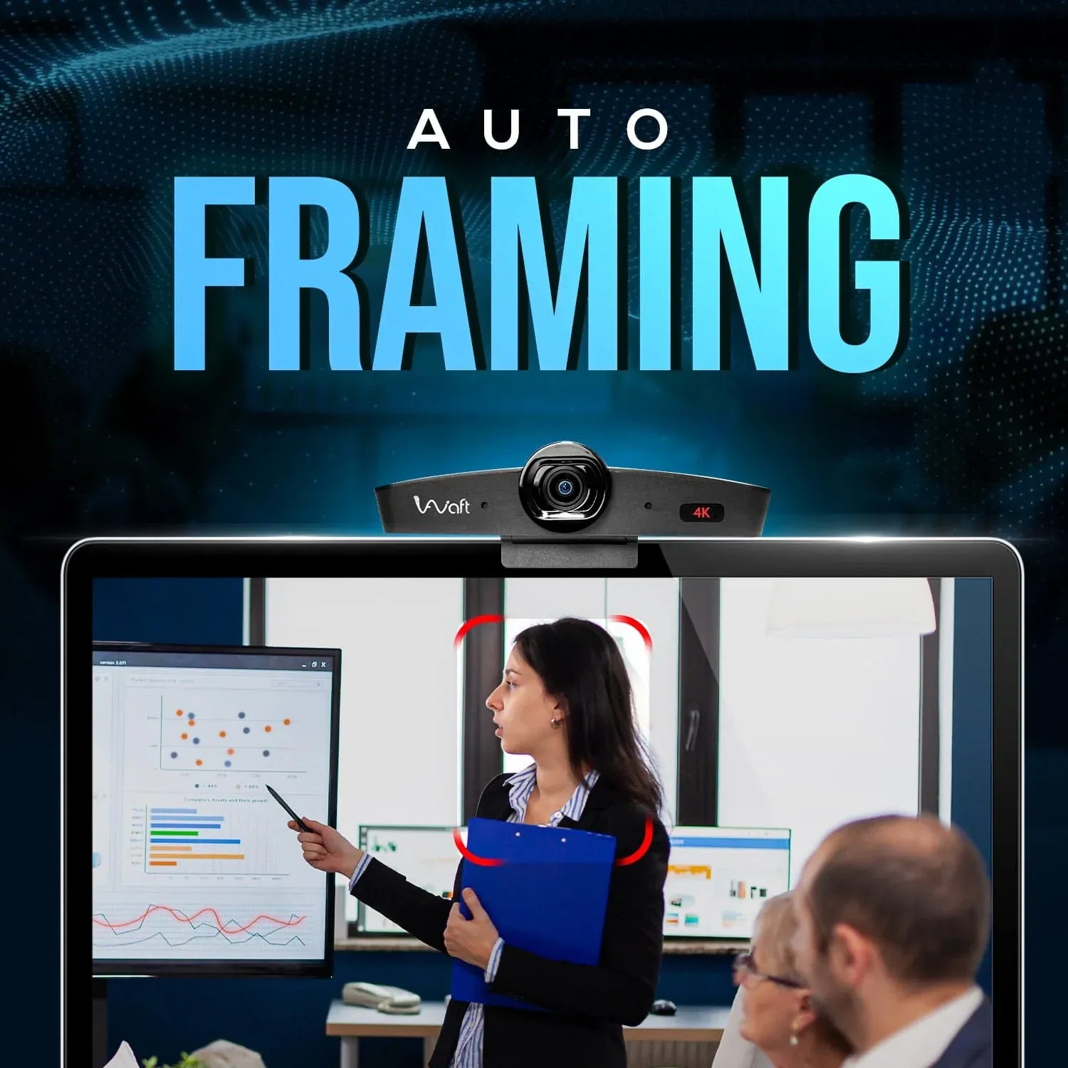 AIWaft E-PTZ 4K Webcam with Auto Framing & Noise Suppression | Ultra HD Webcam for Streaming, Zoom, YouTube, Gaming & Online Meetings