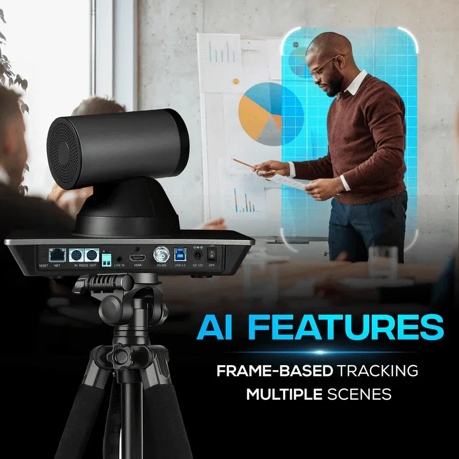 AIWaft 4K PTZ Camera with Auto Tracking, 12X Optical Zoom, Ultra HD Camera for Online Teaching, Live Streaming, Classroom Recording, Video Conferencing & Hybrid Learning Setup