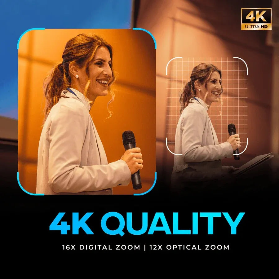 AIWaft 4K PTZ Camera with Auto Tracking, 12X Optical Zoom, Ultra HD Camera for Online Teaching, Live Streaming, Classroom Recording, Video Conferencing & Hybrid Learning Setup