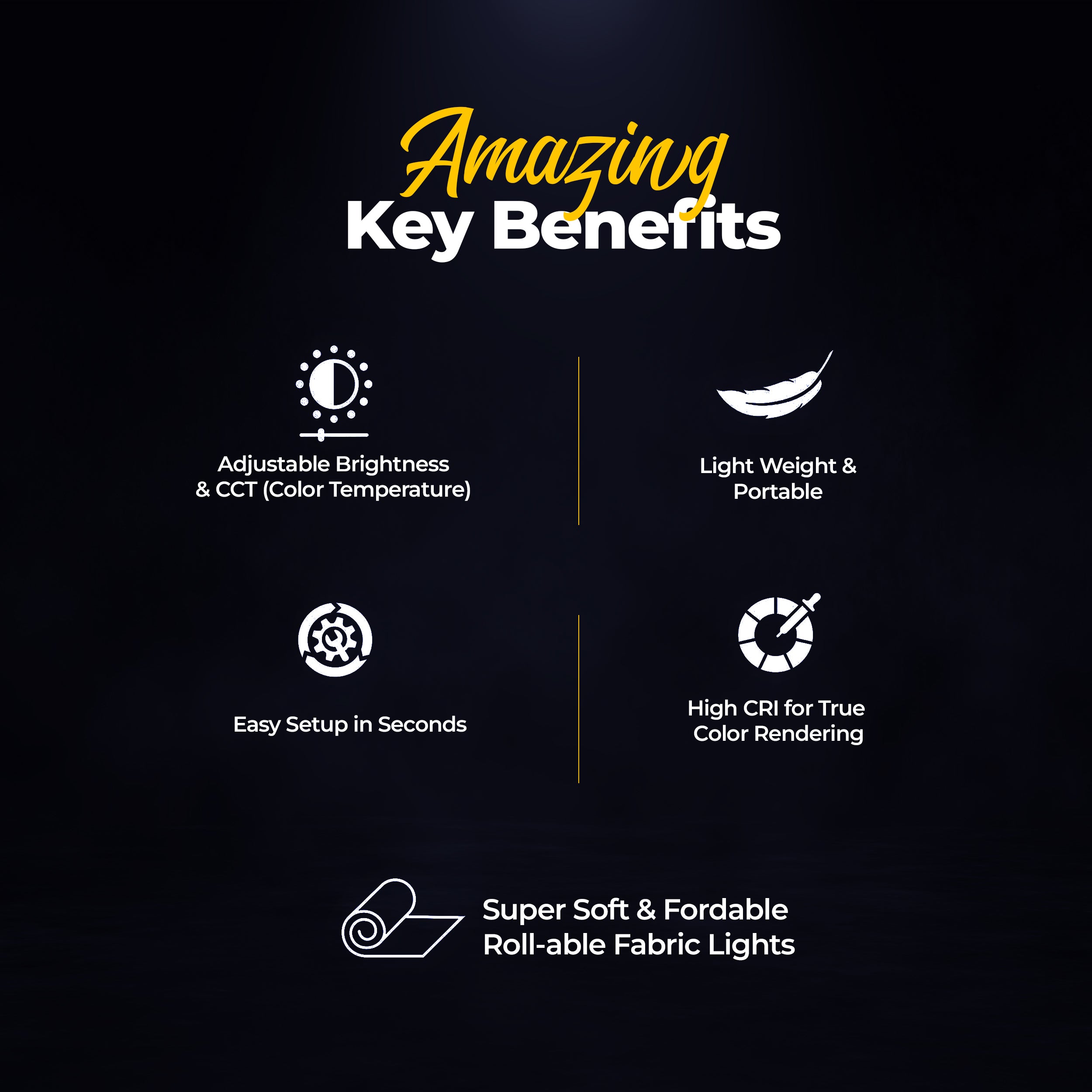 AIWaft LED Lower Fabric Light | Triple Control via App, Remote & Controller | 3 Color Modes | Bottom Glow | Perfect for Studios, Shoots & Creative Spaces