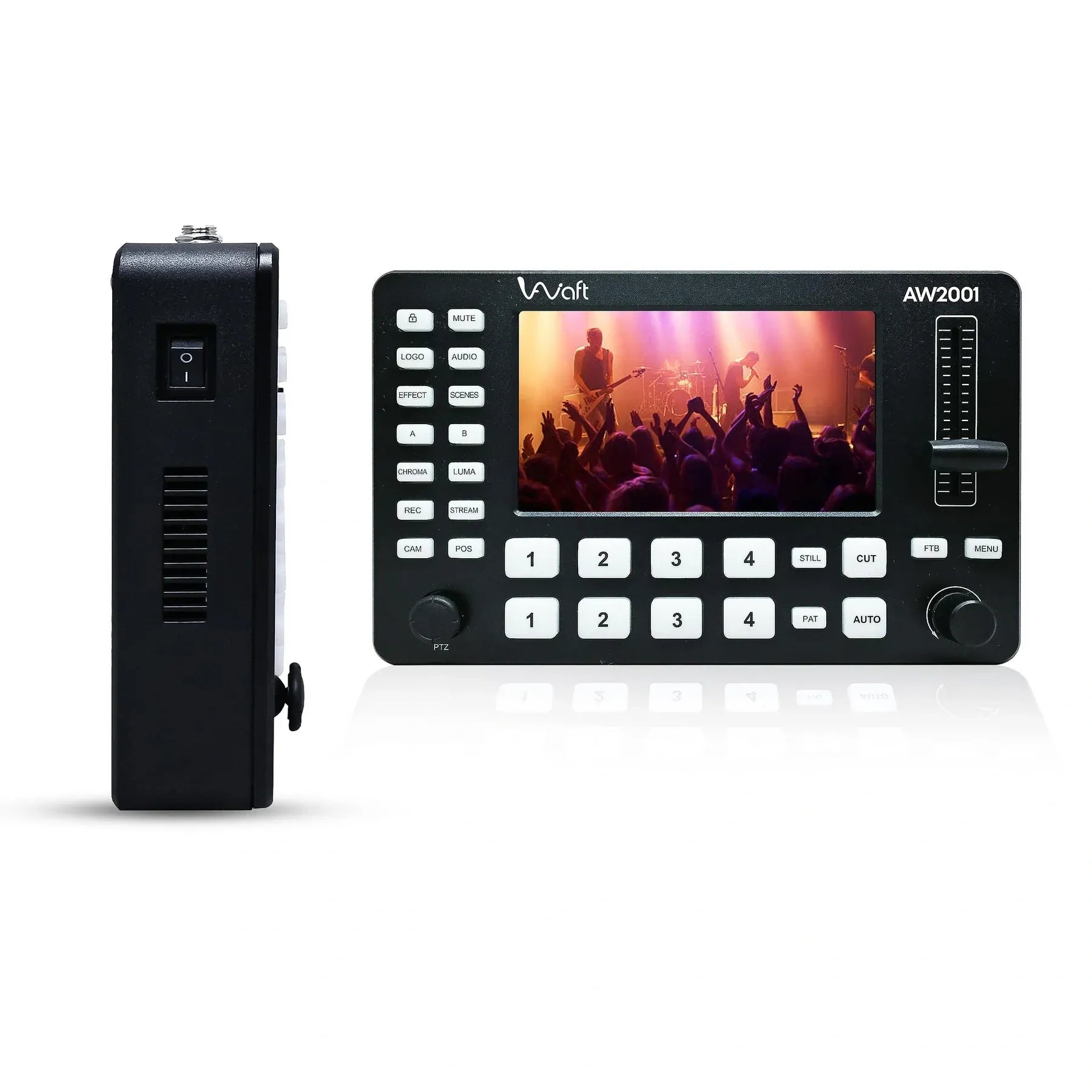 AIWaft Compact 4-Channel HDMI Live Video Mixer Switcher | Built-in Streaming, PTZ Camera Control, Real-Time Switching, Recording, and Audio Mixing for YouTube, Facebook, Twitch | Portable