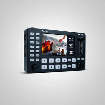 AIWaft Compact 4-Channel HDMI Live Video Mixer Switcher | Built-in Streaming, PTZ Camera Control, Real-Time Switching, Recording, and Audio Mixing for YouTube, Facebook, Twitch | Portable