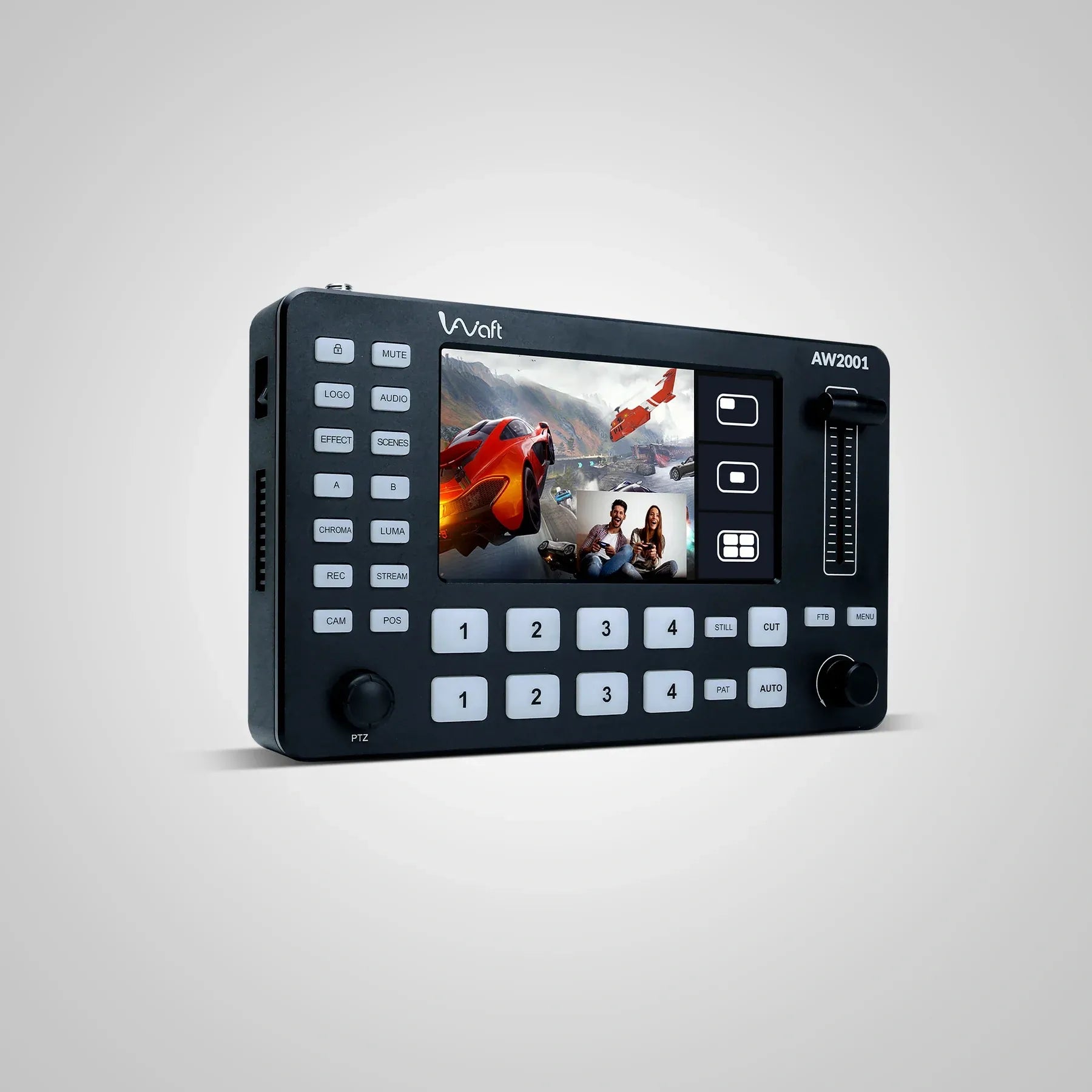 AIWaft Compact 4-Channel HDMI Live Video Mixer Switcher | Built-in Streaming, PTZ Camera Control, Real-Time Switching, Recording, and Audio Mixing for YouTube, Facebook, Twitch | Portable