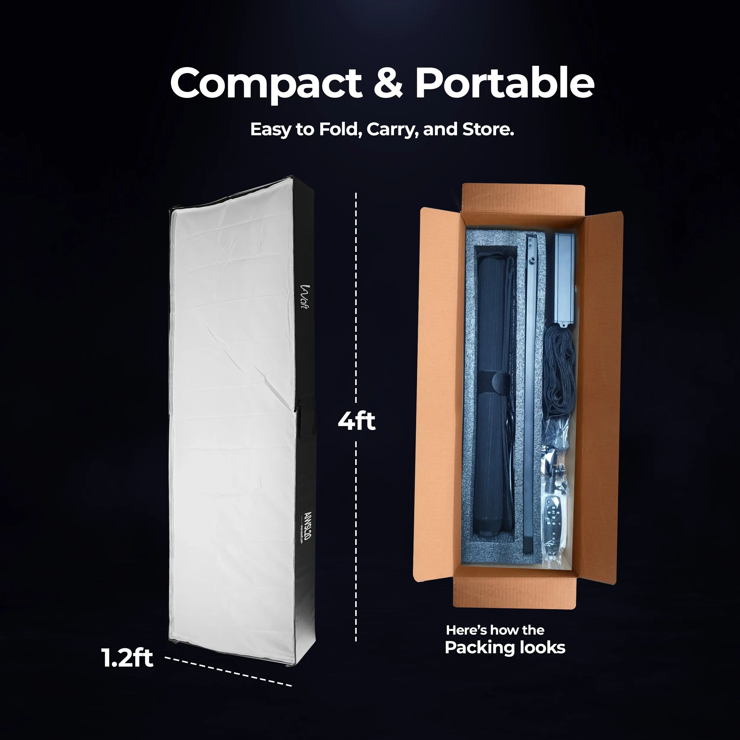 AIWaft LED Lower Fabric Light | Triple Control via App, Remote & Controller | 3 Color Modes | Bottom Glow | Perfect for Studios, Shoots & Creative Spaces