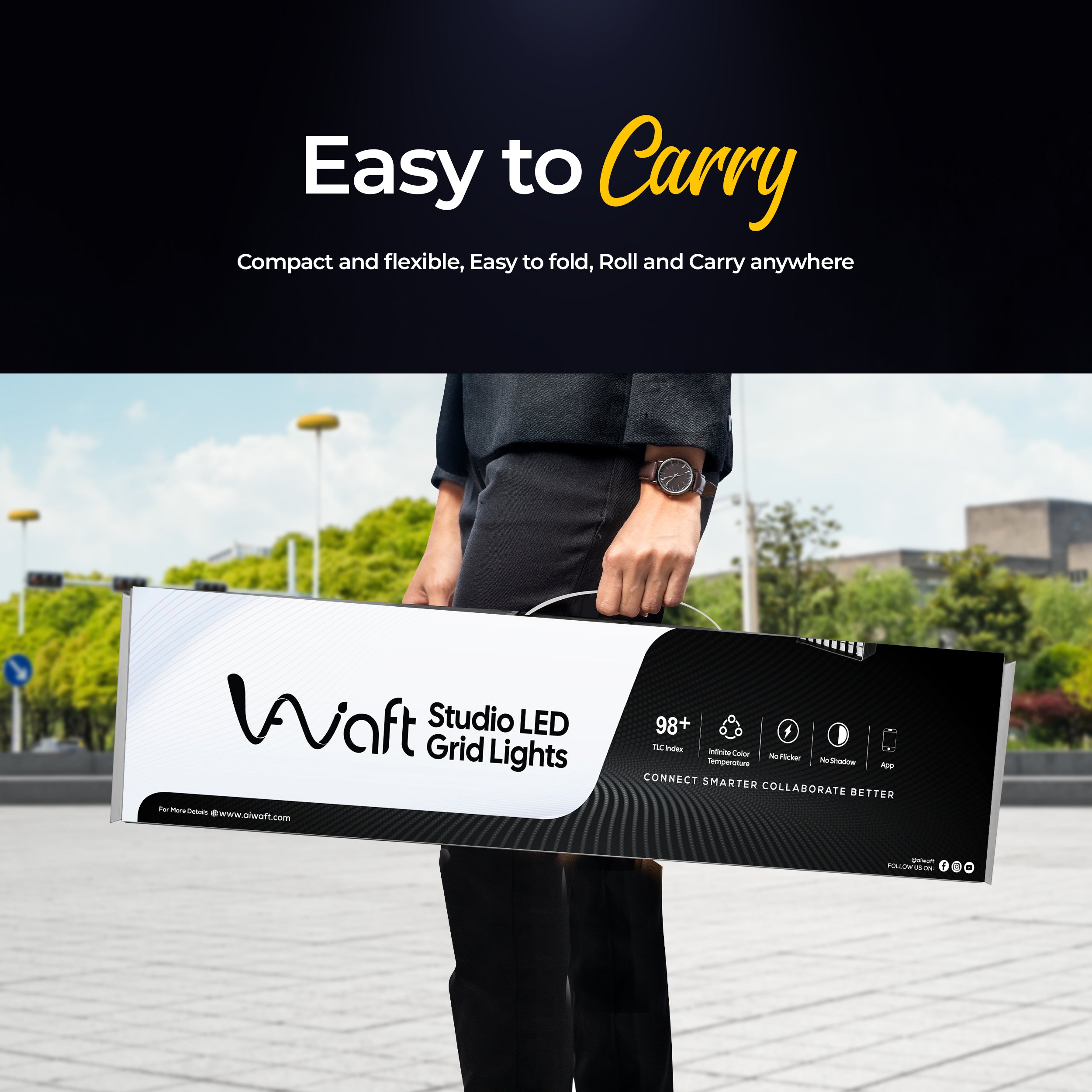 AIWaft LED Lower Fabric Light | Triple Control via App, Remote & Controller | 3 Color Modes | Bottom Glow | Perfect for Studios, Shoots & Creative Spaces