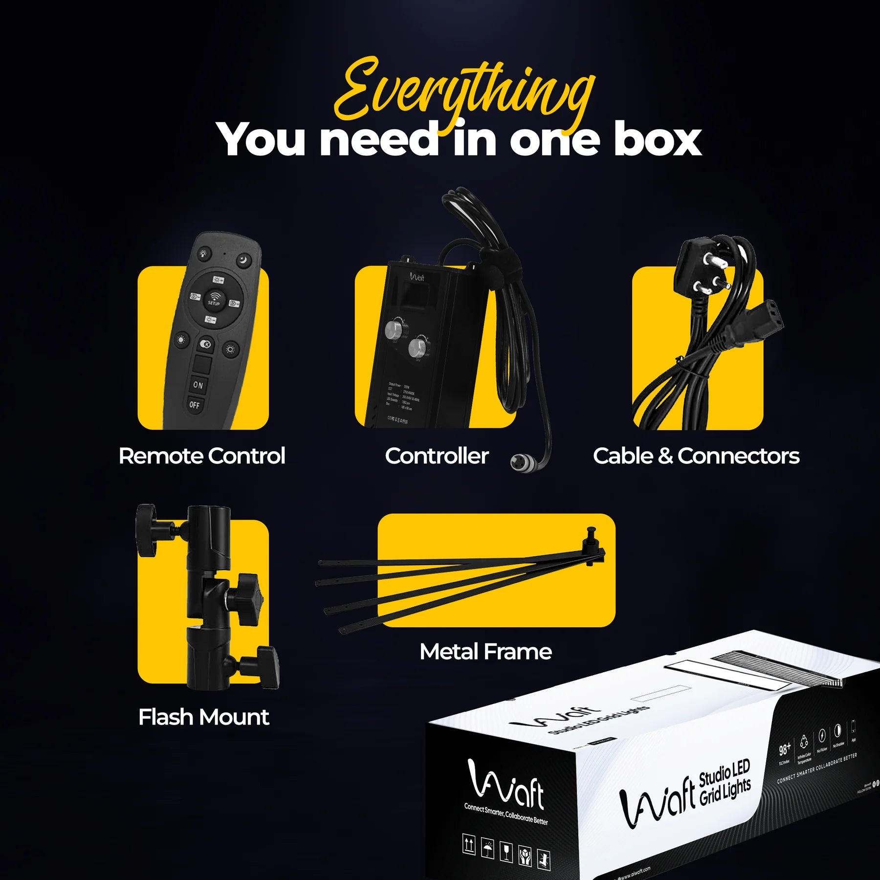 AIWaft Smart Fabric LED Light | Triple Control via App, Remote & Controller | 3 Color Modes | Top Glow | Perfect for Studios, Shoots & Creative Spaces