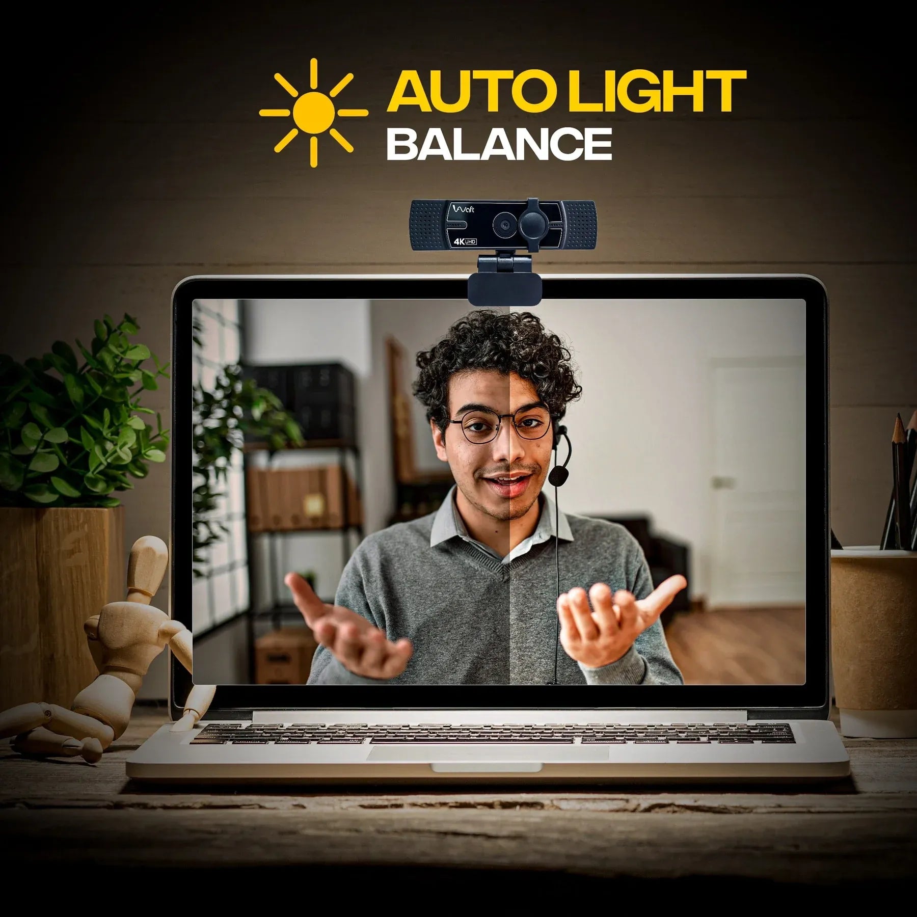 AIWAFT 4K VEOαCAM with AI Auto Focus, Dual Mic & EPTZ for Streaming, Zoom & Video Conferencing.