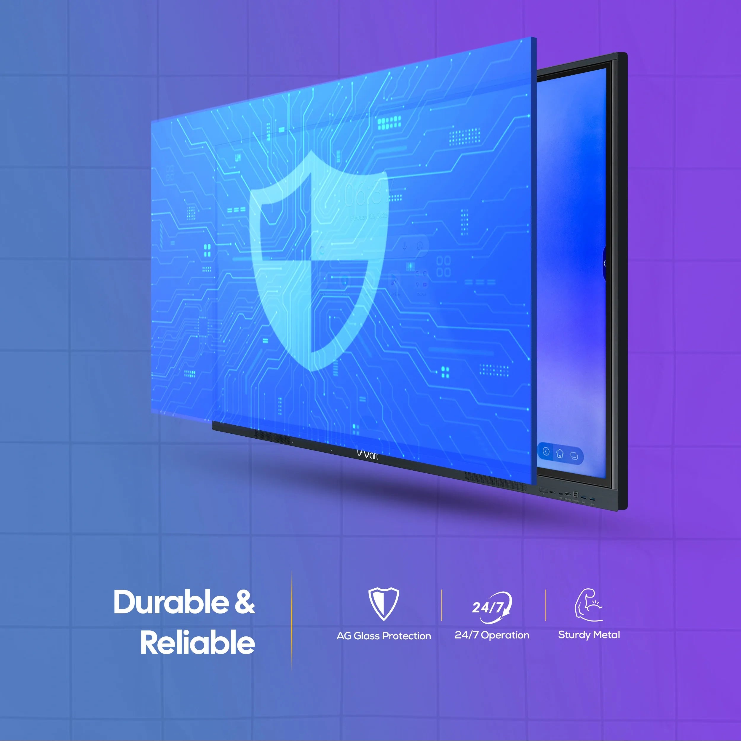 AIWaft Turbo AI 75 Inch 4K Interactive Flat Panel Smart Board with Upgradble to Android 16, 8GB RAM 128GB ROM, 50-Point Multi-Touch for Classroom & Teaching.