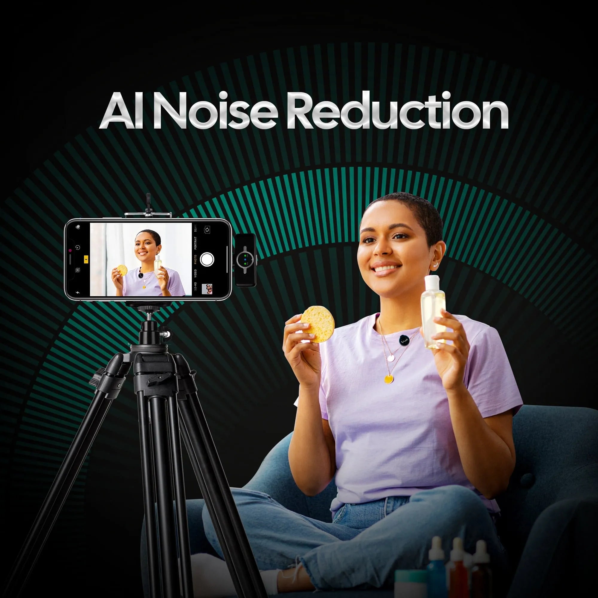 AIWaft Wireless Microphone | 48kHz/24bit Audio | Noise Reduction 2.0 | 100m Range | 10H Battery | Type-C Charging | For Smartphones