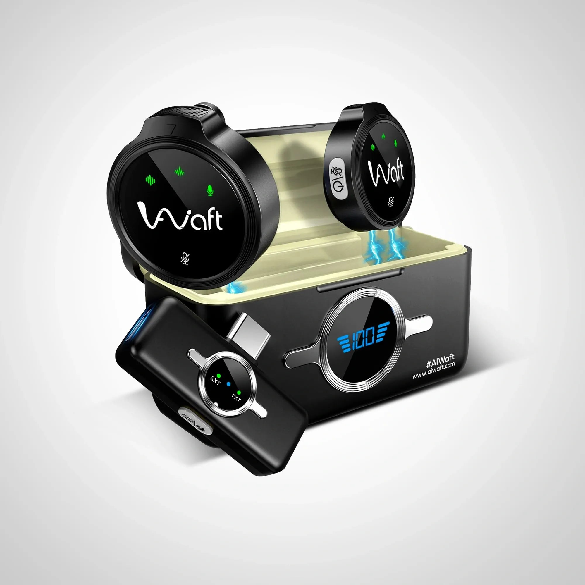 AIWaft Wireless Microphone | 48kHz/24bit Audio | Noise Reduction 2.0 | 100m Range | 10H Battery | Type-C Charging | For Smartphones