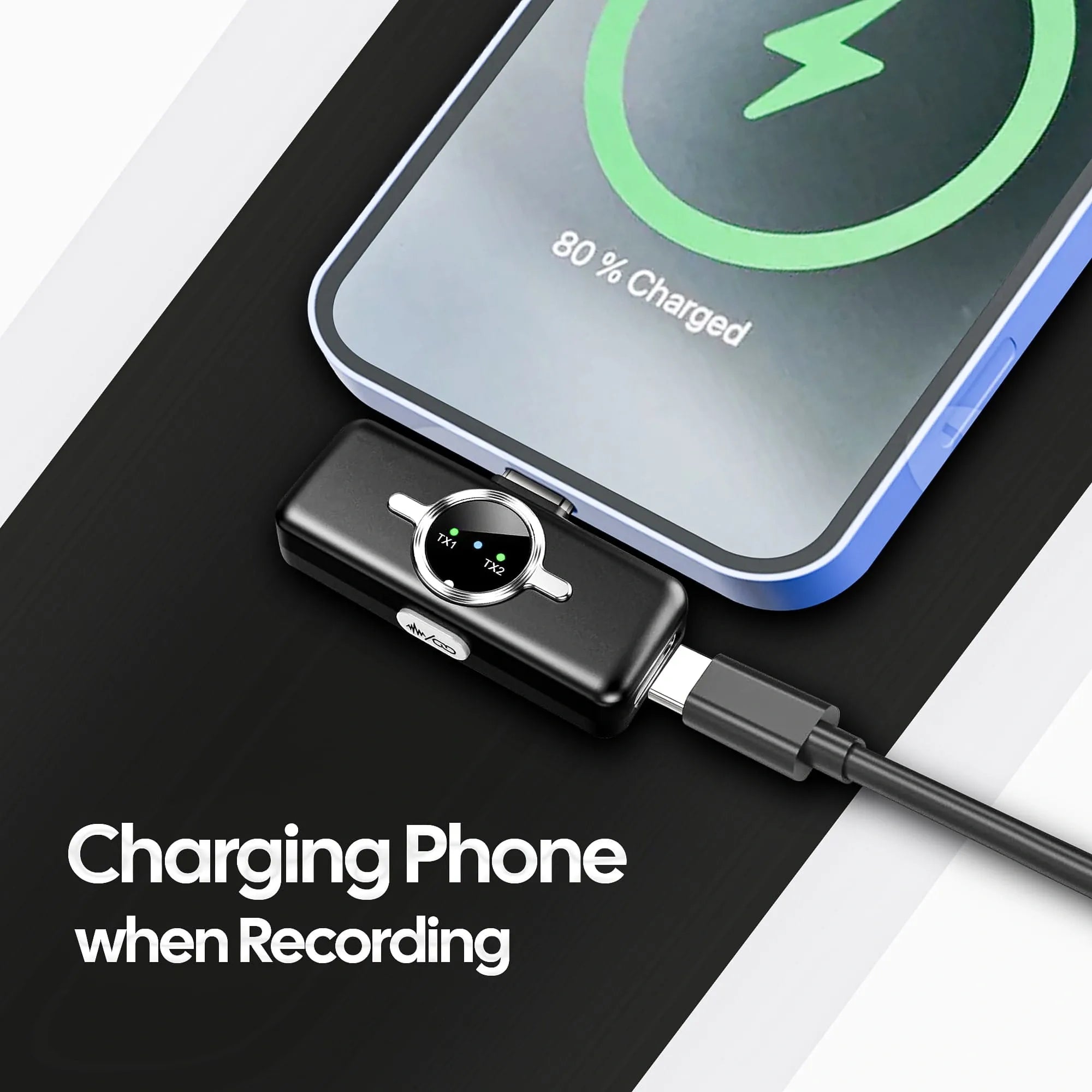 AIWaft Wireless Microphone | 48kHz/24bit Audio | Noise Reduction 2.0 | 100m Range | 10H Battery | Type-C Charging | For Smartphones