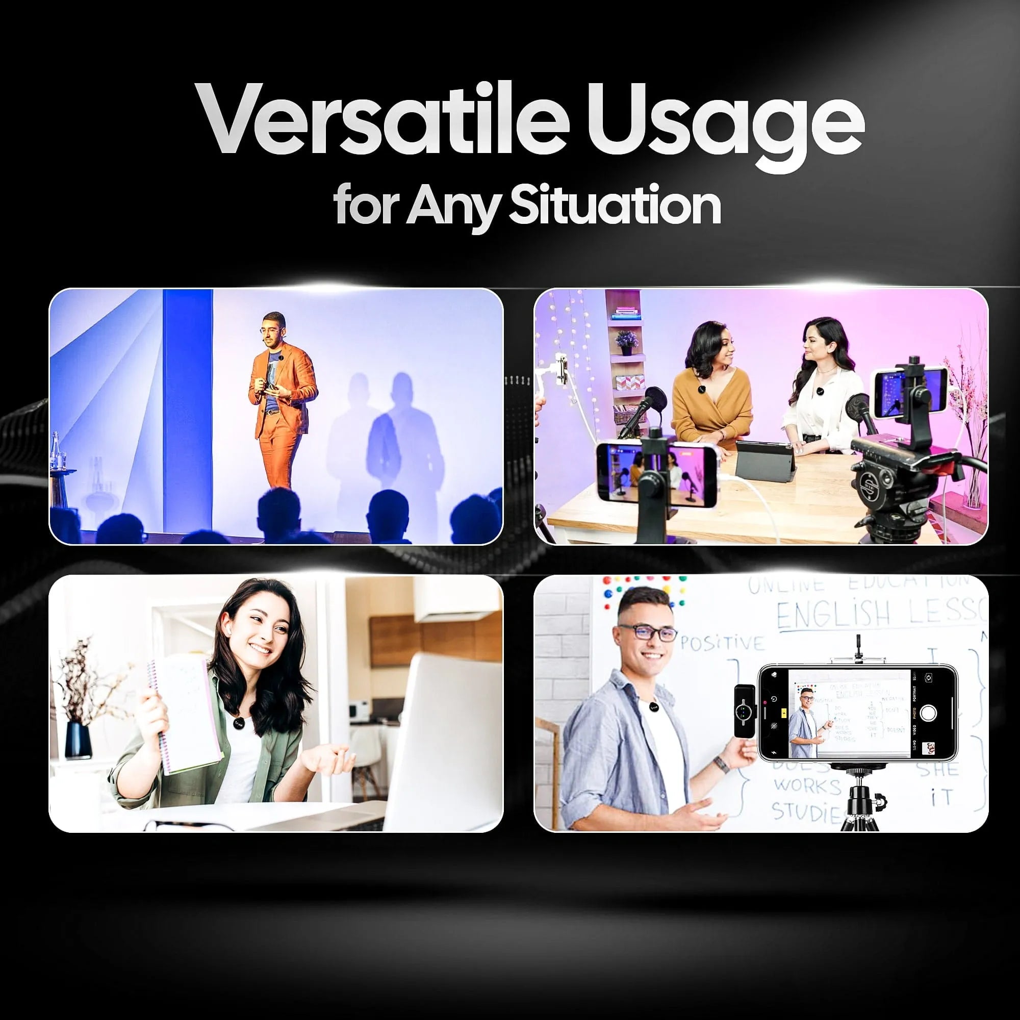 AIWaft Wireless Microphone | 48kHz/24bit Audio | Noise Reduction 2.0 | 100m Range | 10H Battery | Type-C Charging | For Smartphones