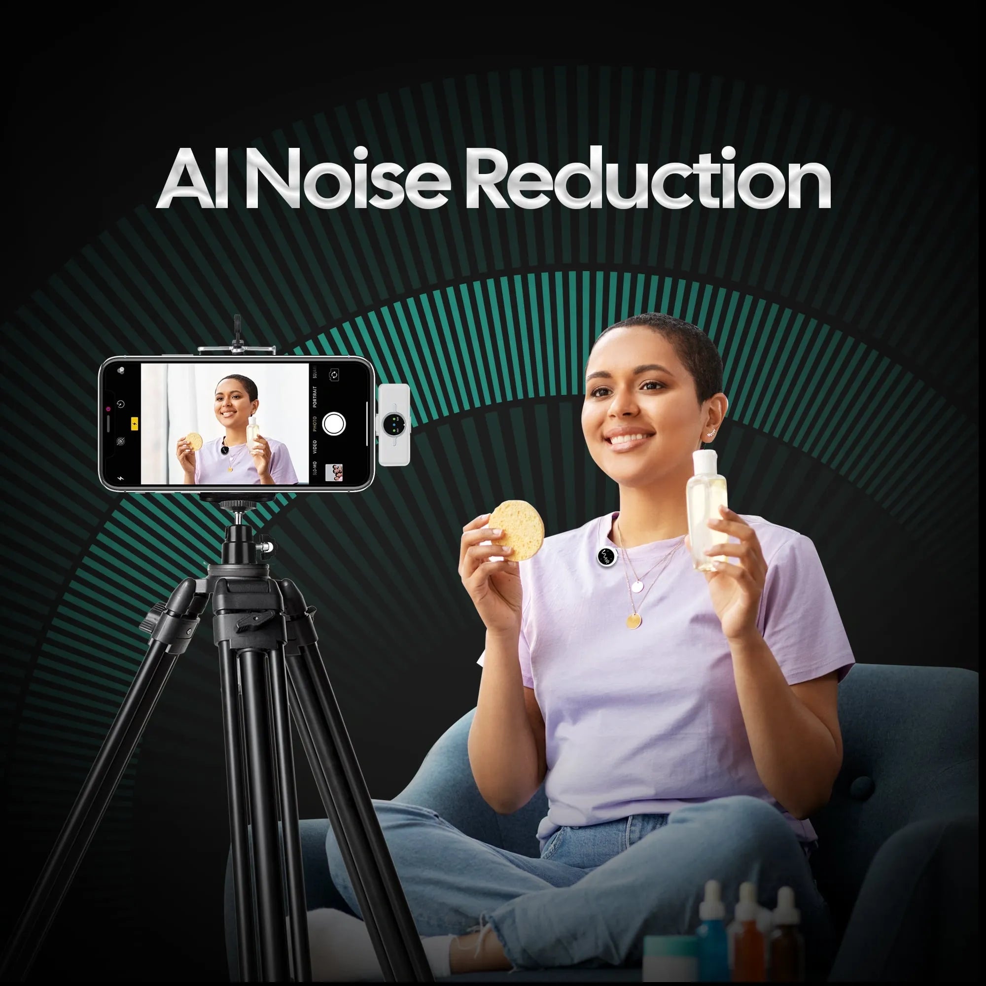 AIWaft Wireless Microphone | 48kHz/24bit Audio | Noise Reduction 2.0 | 100m Range | 10H Battery | Type-C Charging | For Smartphones