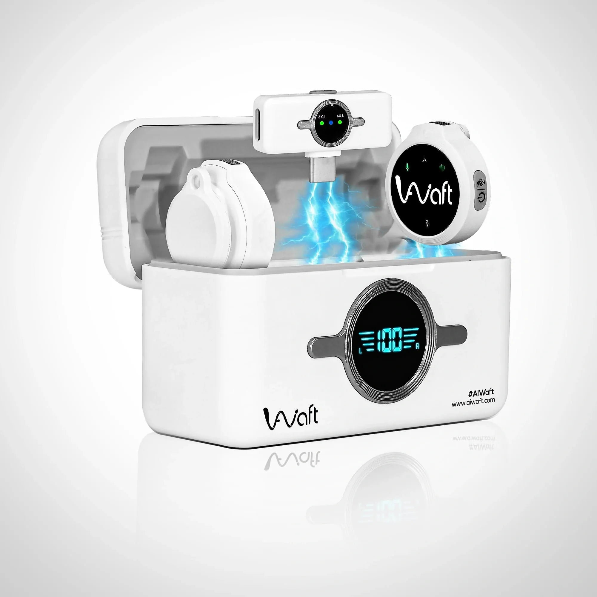 AIWaft Wireless Microphone | 48kHz/24bit Audio | Noise Reduction 2.0 | 100m Range | 10H Battery | Type-C Charging | For Smartphones