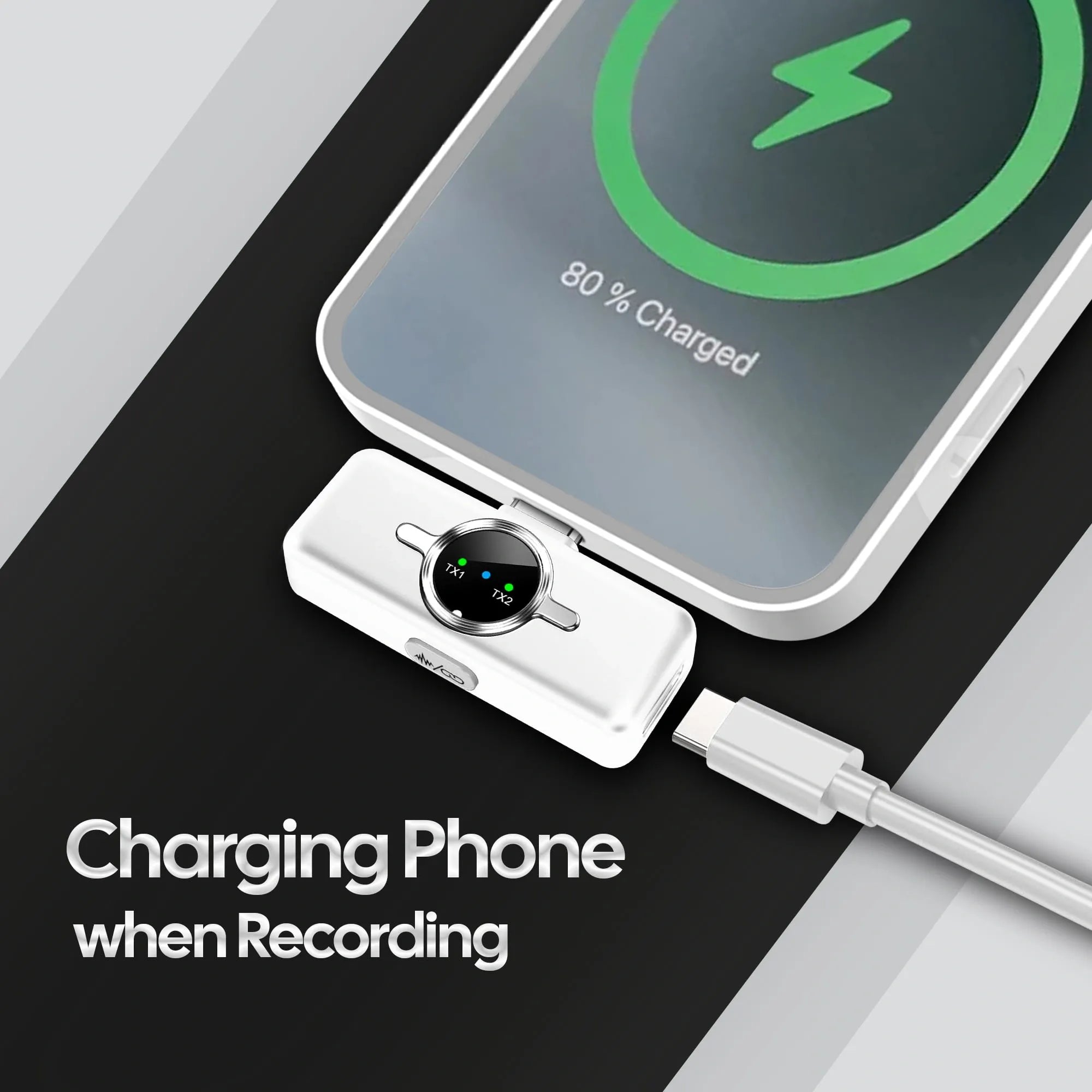 AIWaft Wireless Microphone | 48kHz/24bit Audio | Noise Reduction 2.0 | 100m Range | 10H Battery | Type-C Charging | For Smartphones