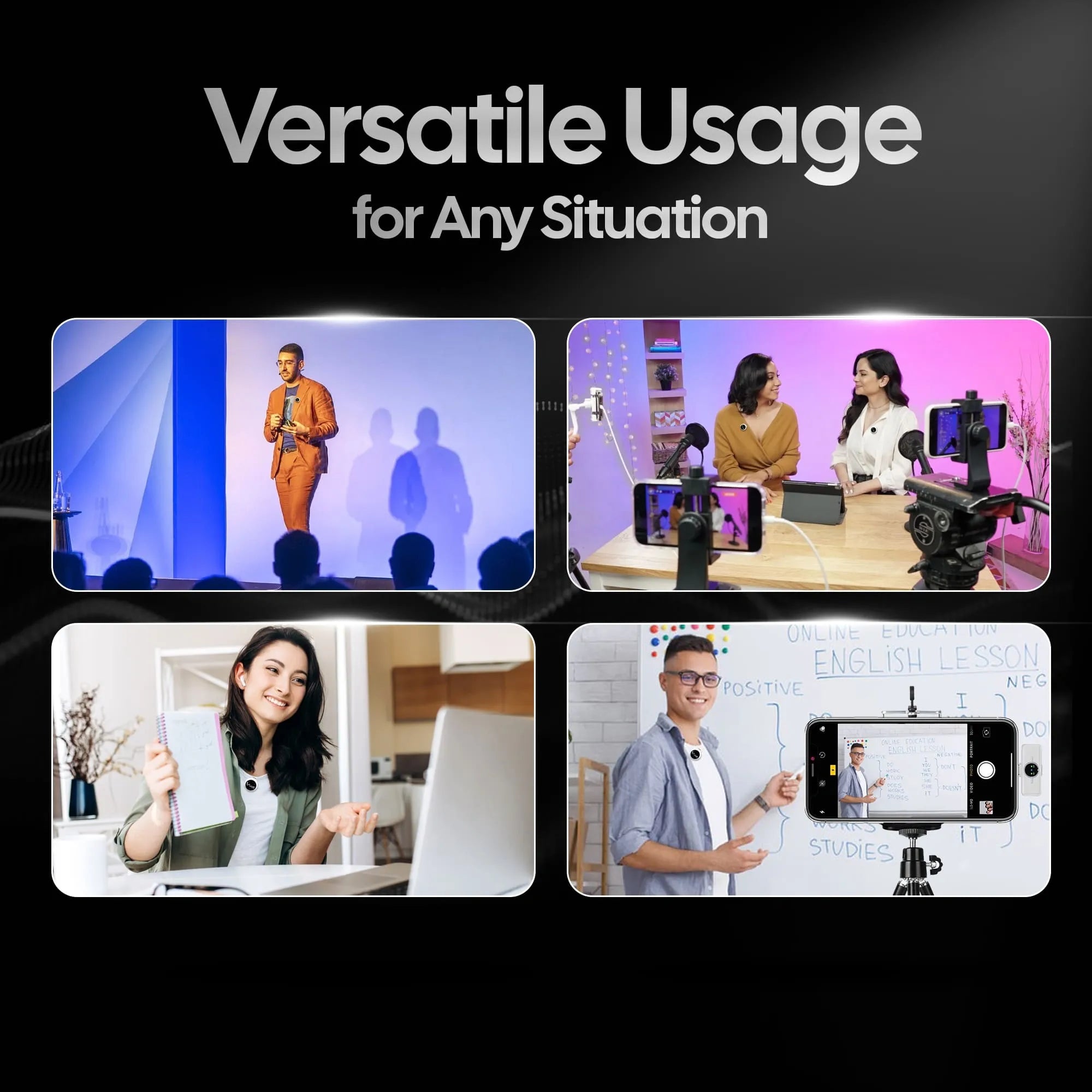 AIWaft Wireless Microphone | 48kHz/24bit Audio | Noise Reduction 2.0 | 100m Range | 10H Battery | Type-C Charging | For Smartphones