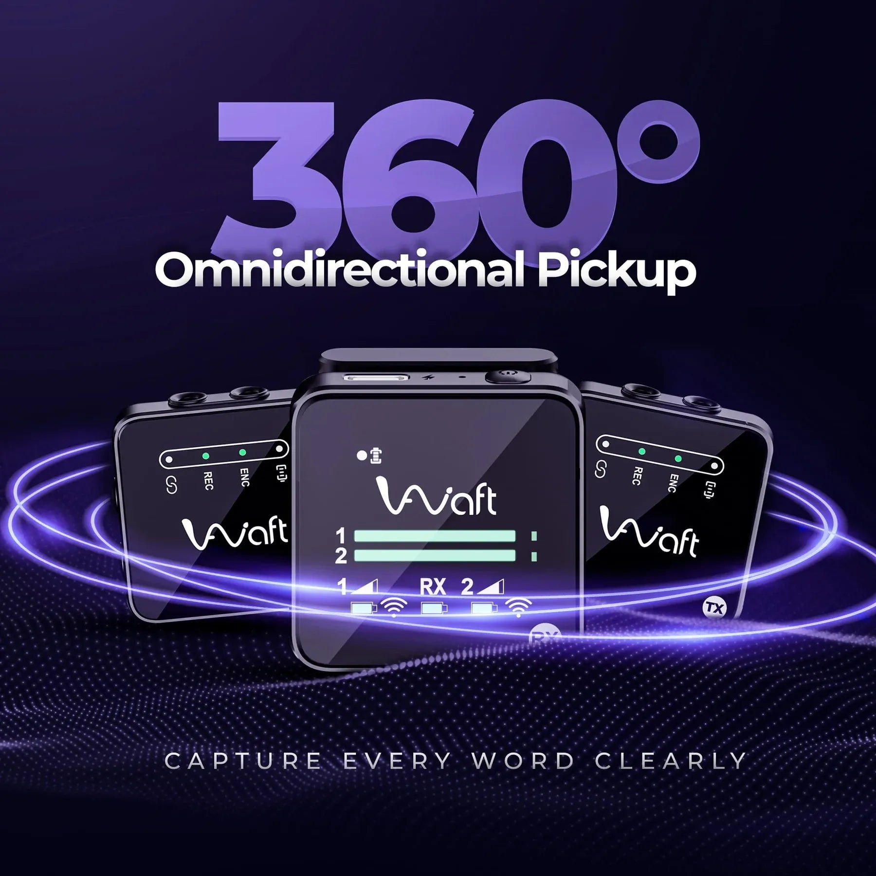 AIWaft Wireless Microphone with Noise Reduction | 100m Range, 48KHz Audio for YouTube, Vlogging & Recording