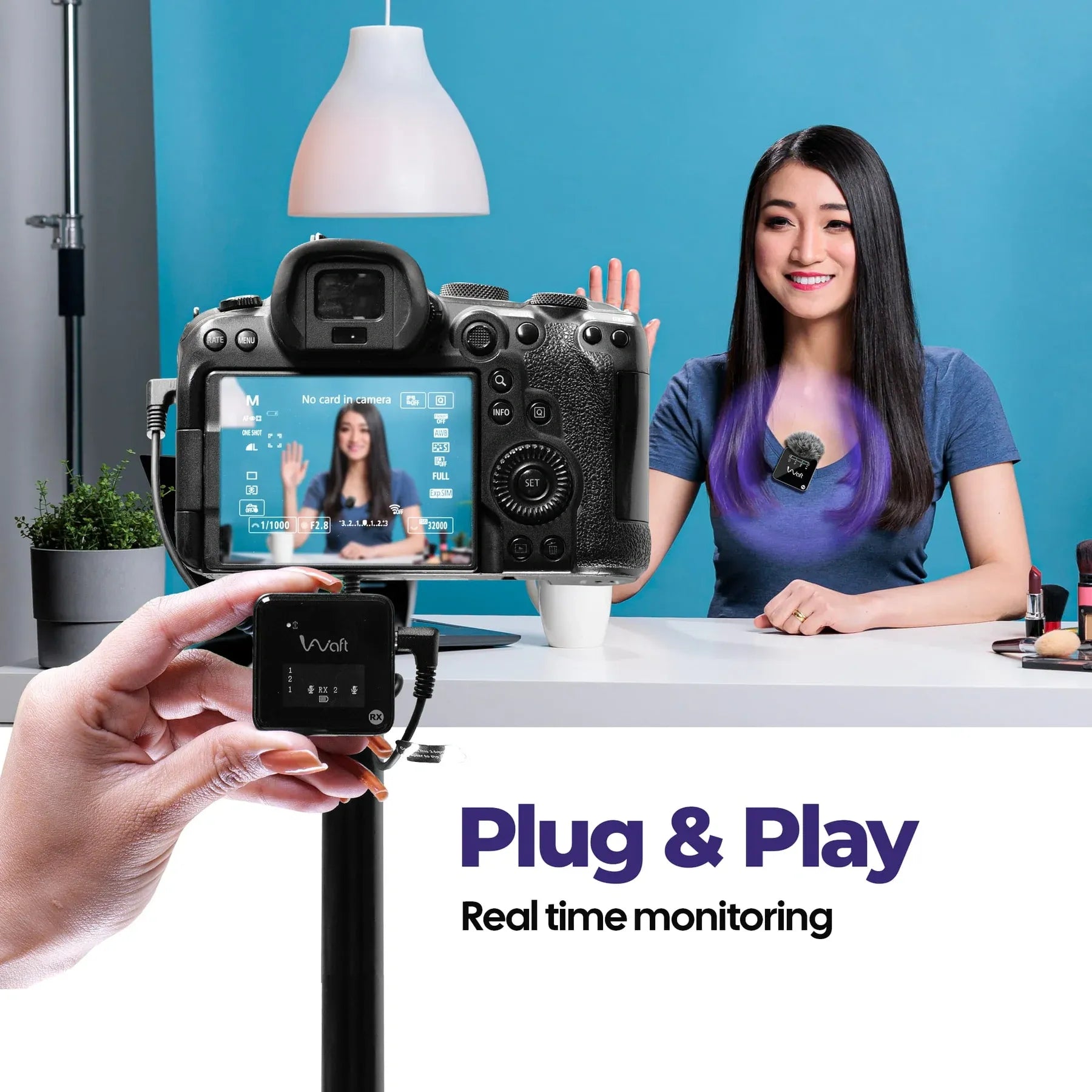 AIWaft Wireless Microphone with Noise Reduction | 100m Range, 48KHz Audio for YouTube, Vlogging & Recording